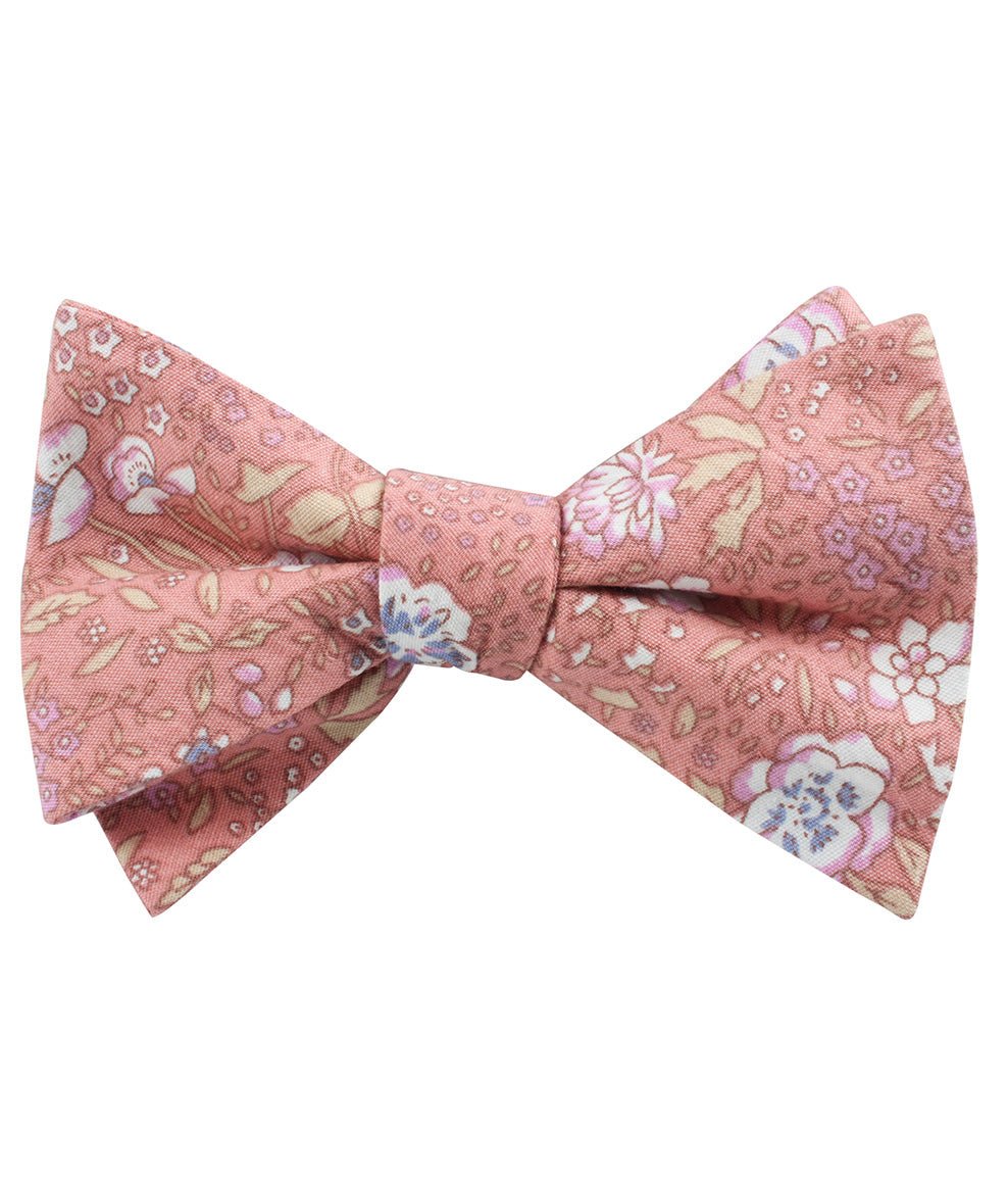 Sunset Pink Floral Self Bow Tie