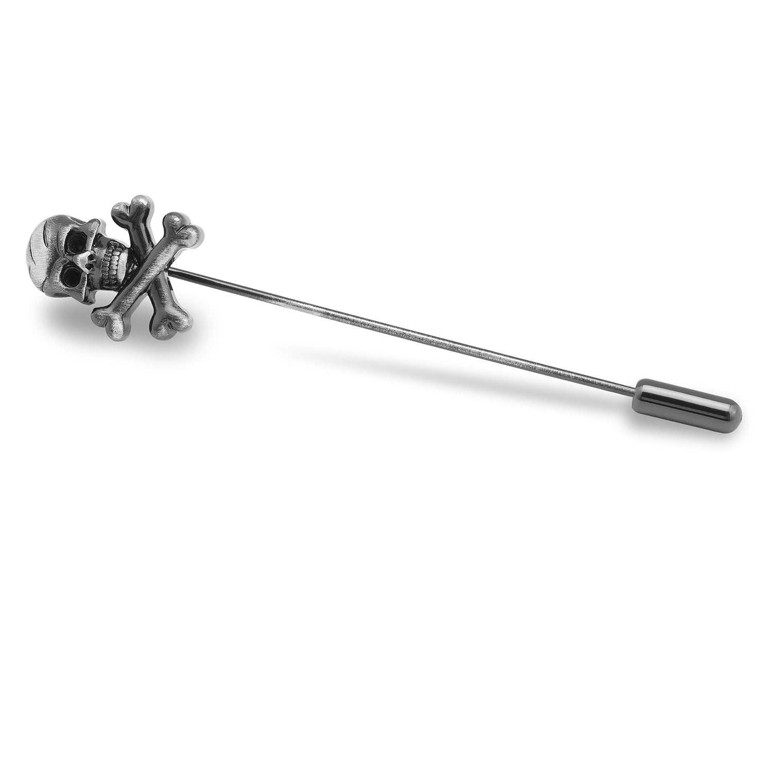 Antique Silver Skull and Crossbones Lapel Pin