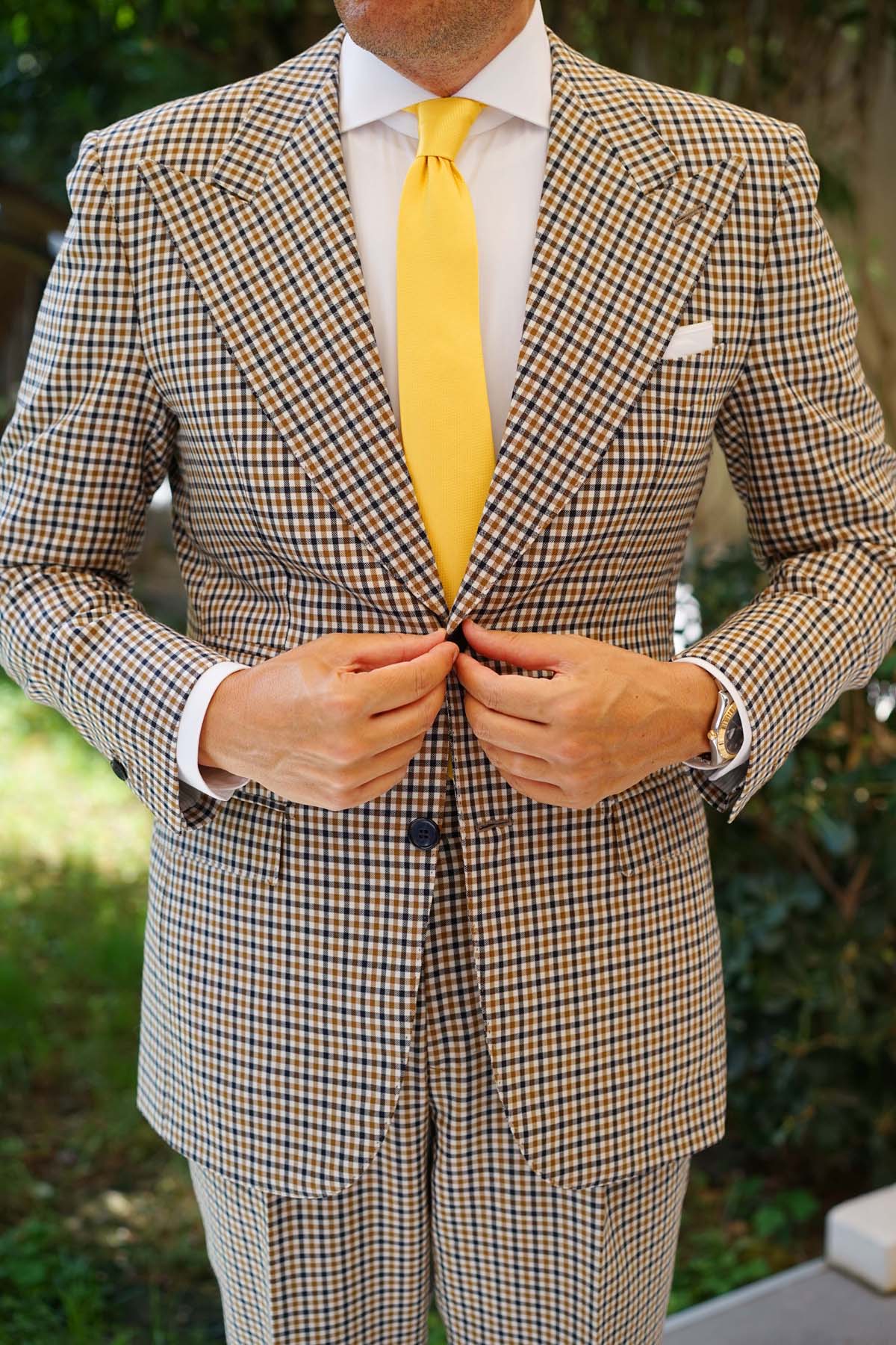 Sunflower Yellow Basket Weave Skinny Tie