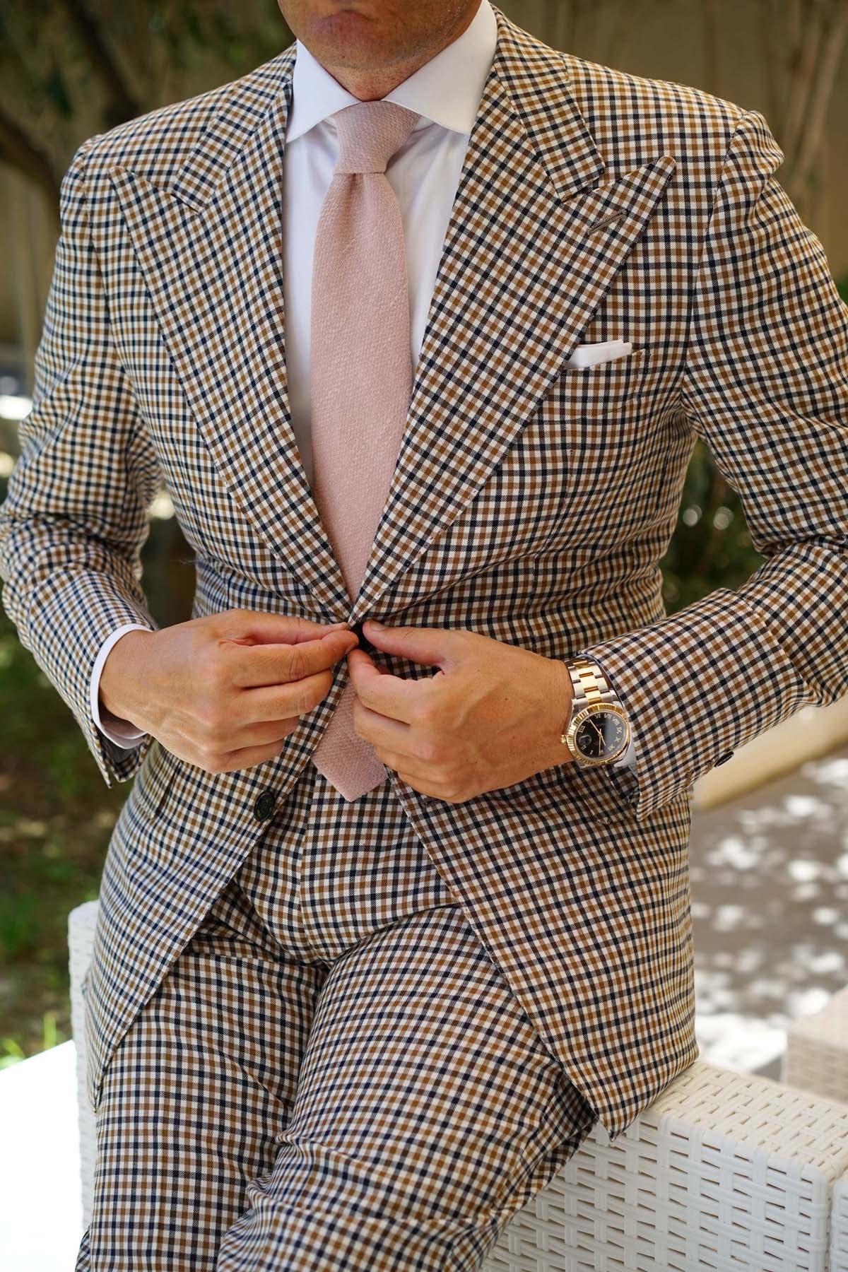 Dusty Beige Pink Linen Necktie