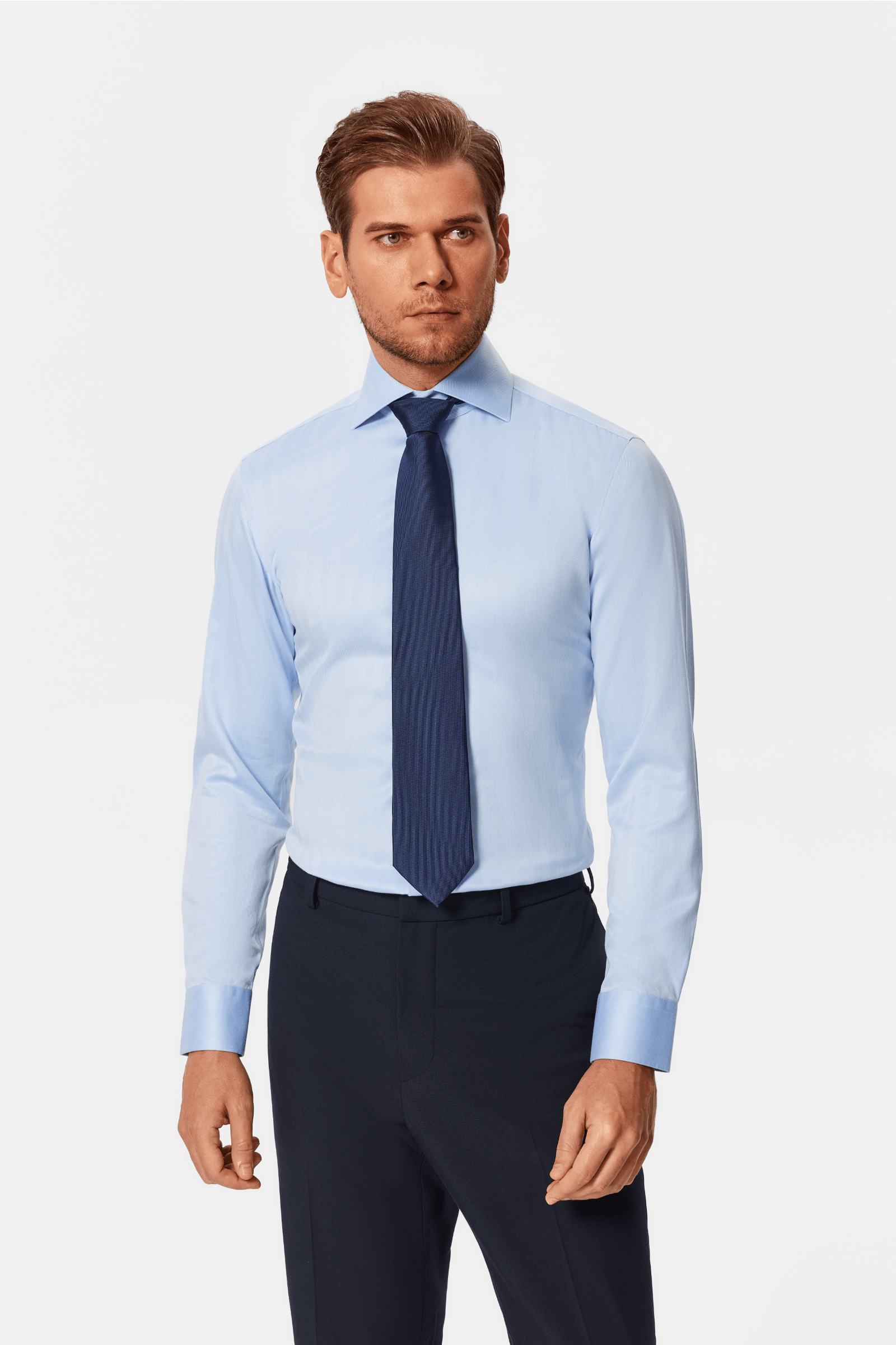 Lapaglia Blue Herringbone Lucious Non-Iron Shirt