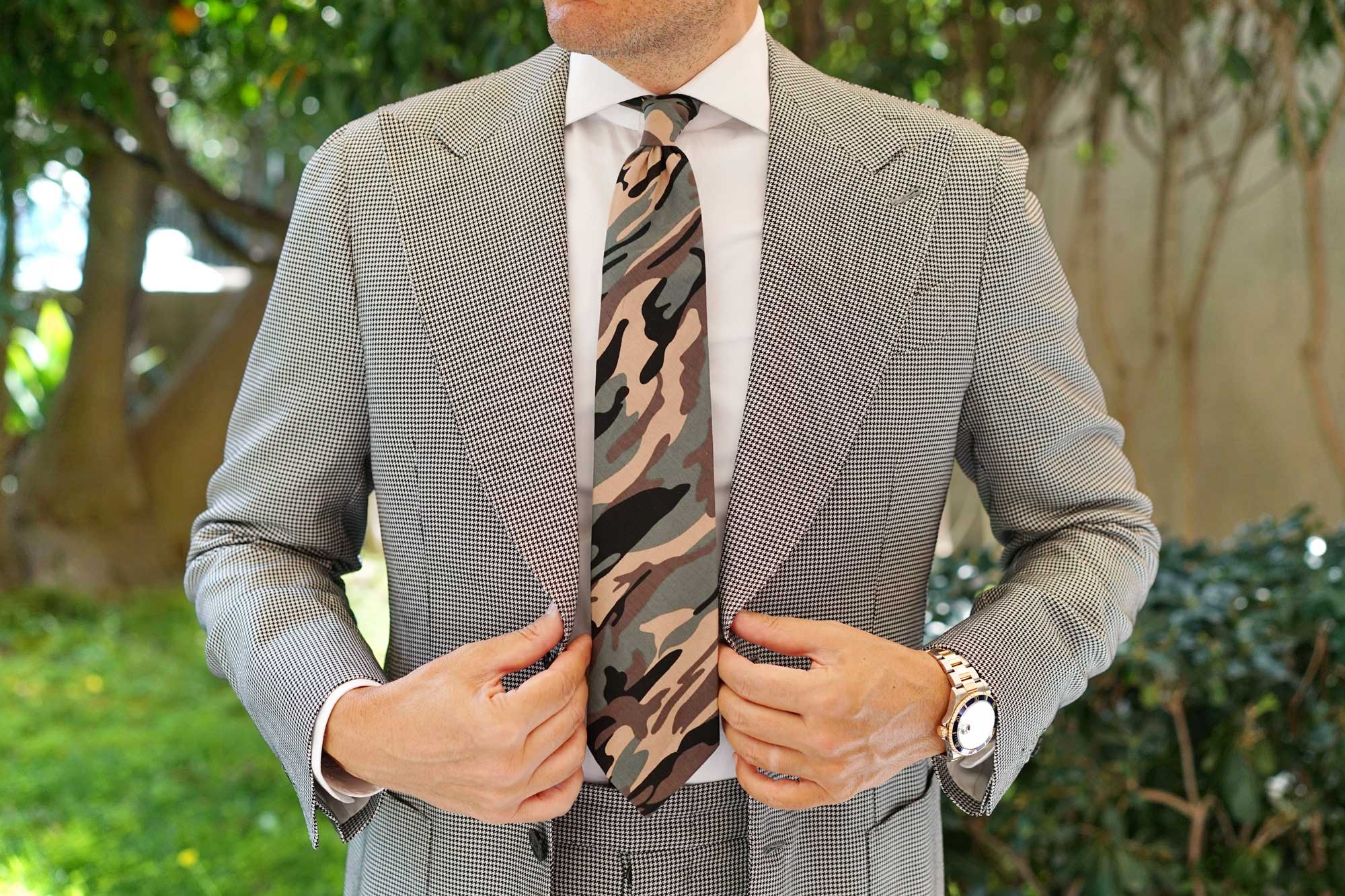 Forest Green Camouflage Tie