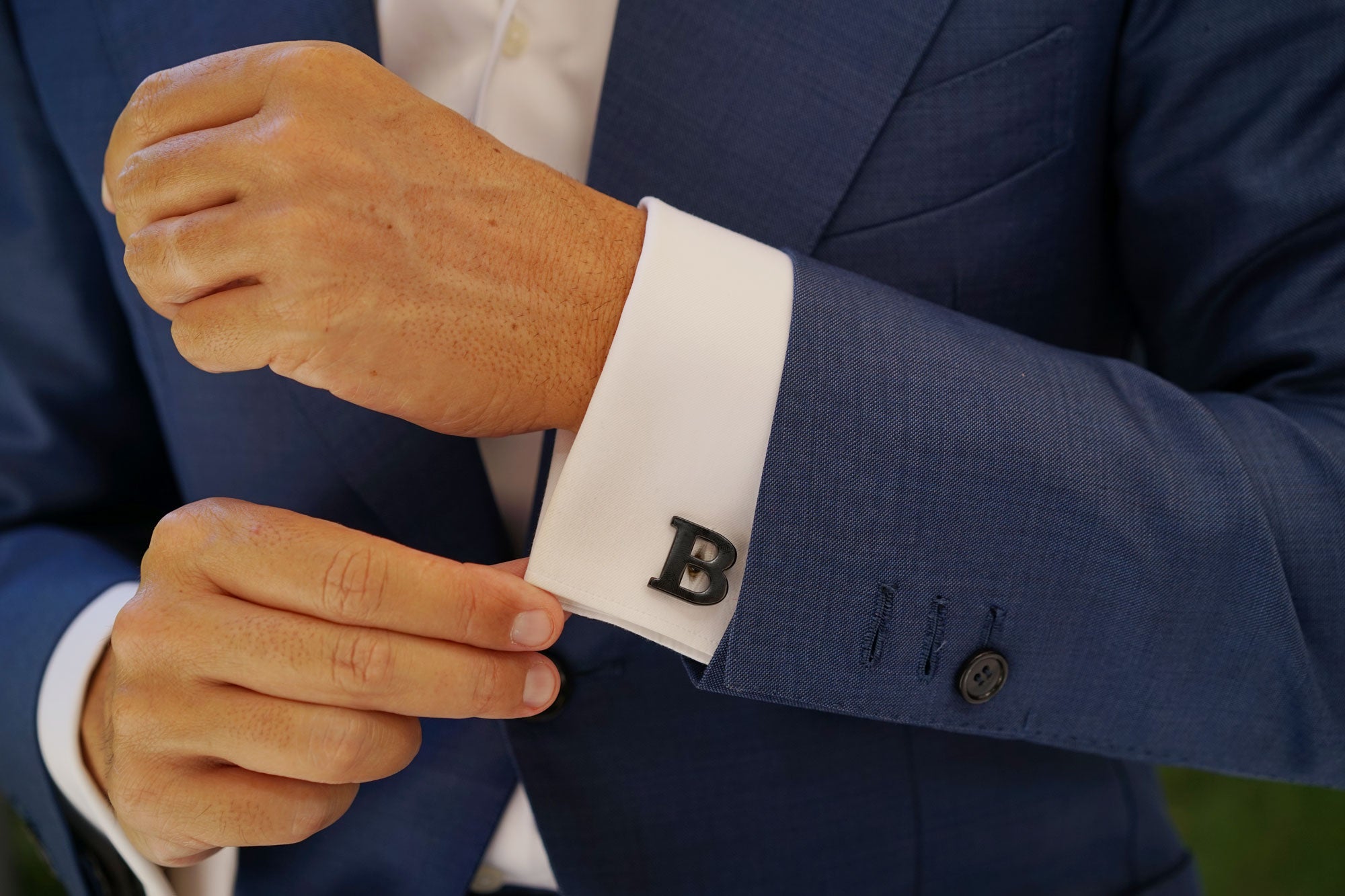 Black And Gold Letter B Cufflinks