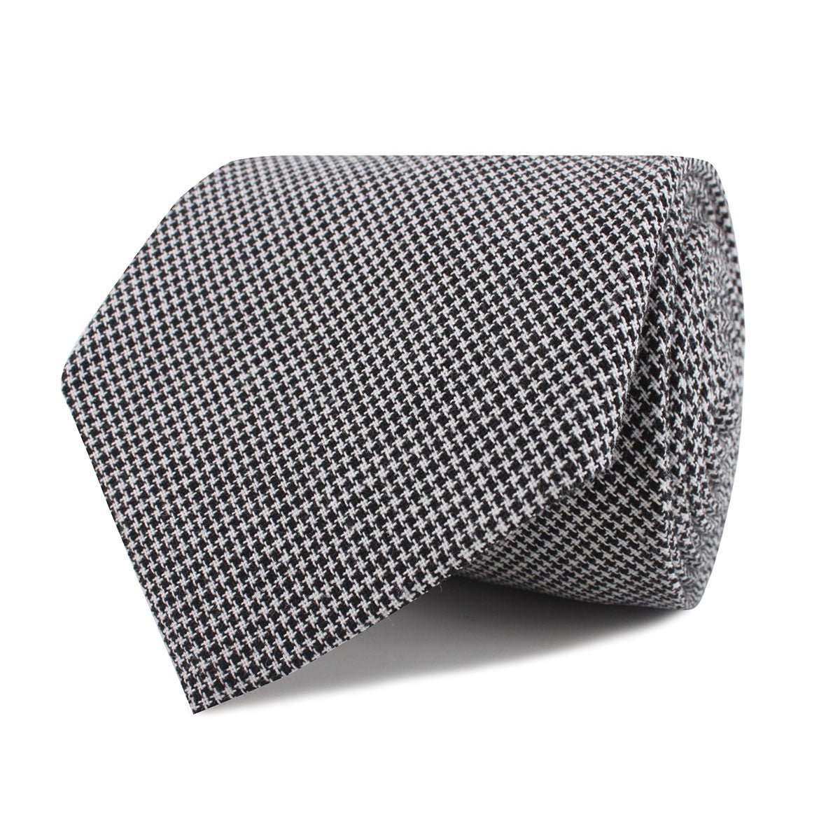 Black & White Houndstooth Cotton Necktie