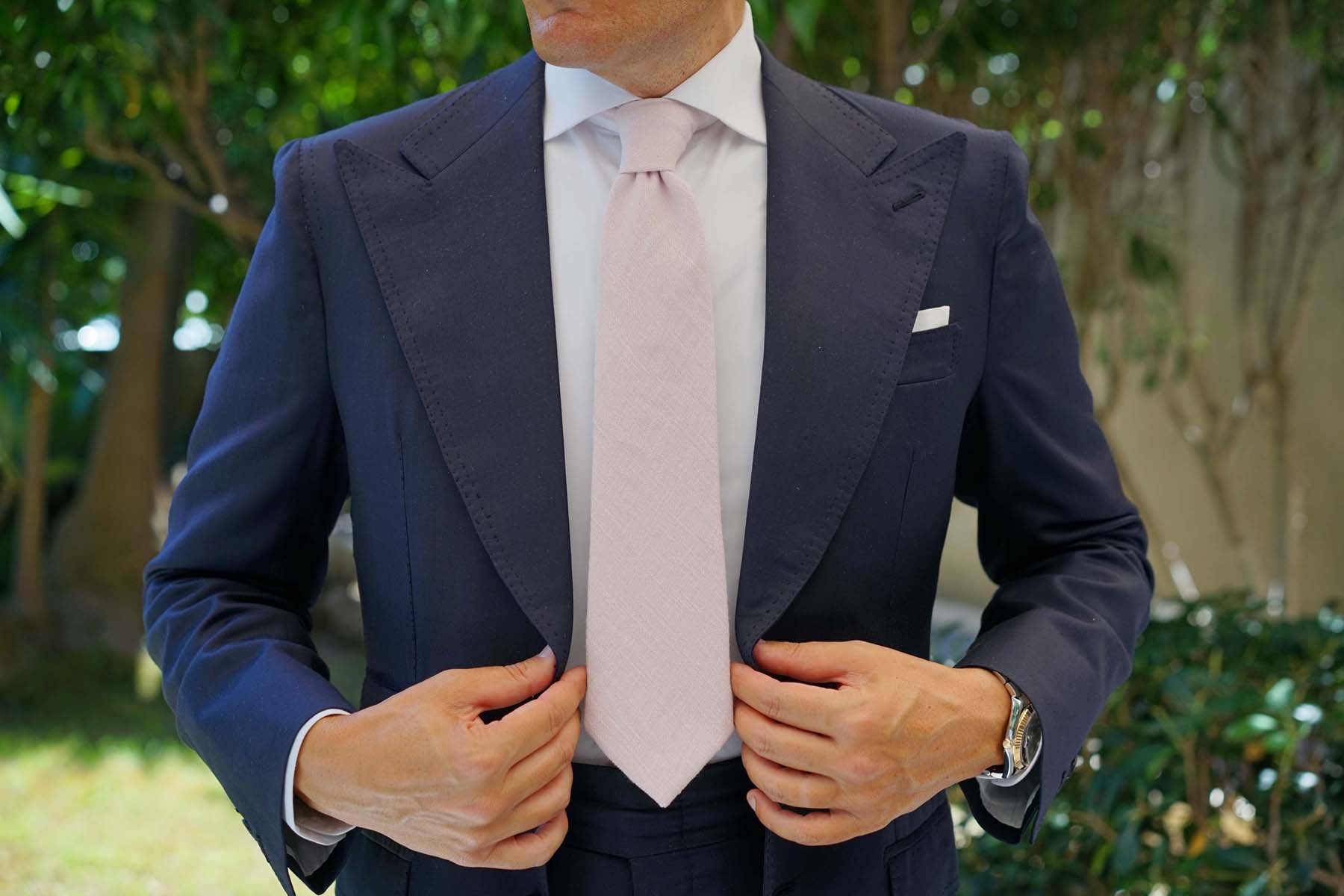 Maldivian Blush Pink Linen Necktie