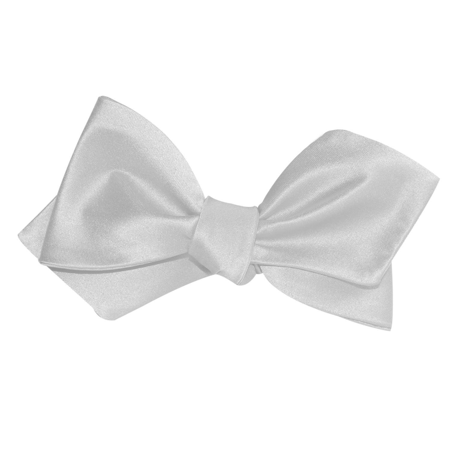 Light Grey Satin Self Tie Diamond Tip Bow Tie