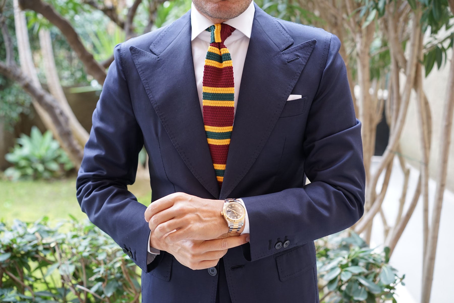 Gable Maroon Striped Knitted Tie