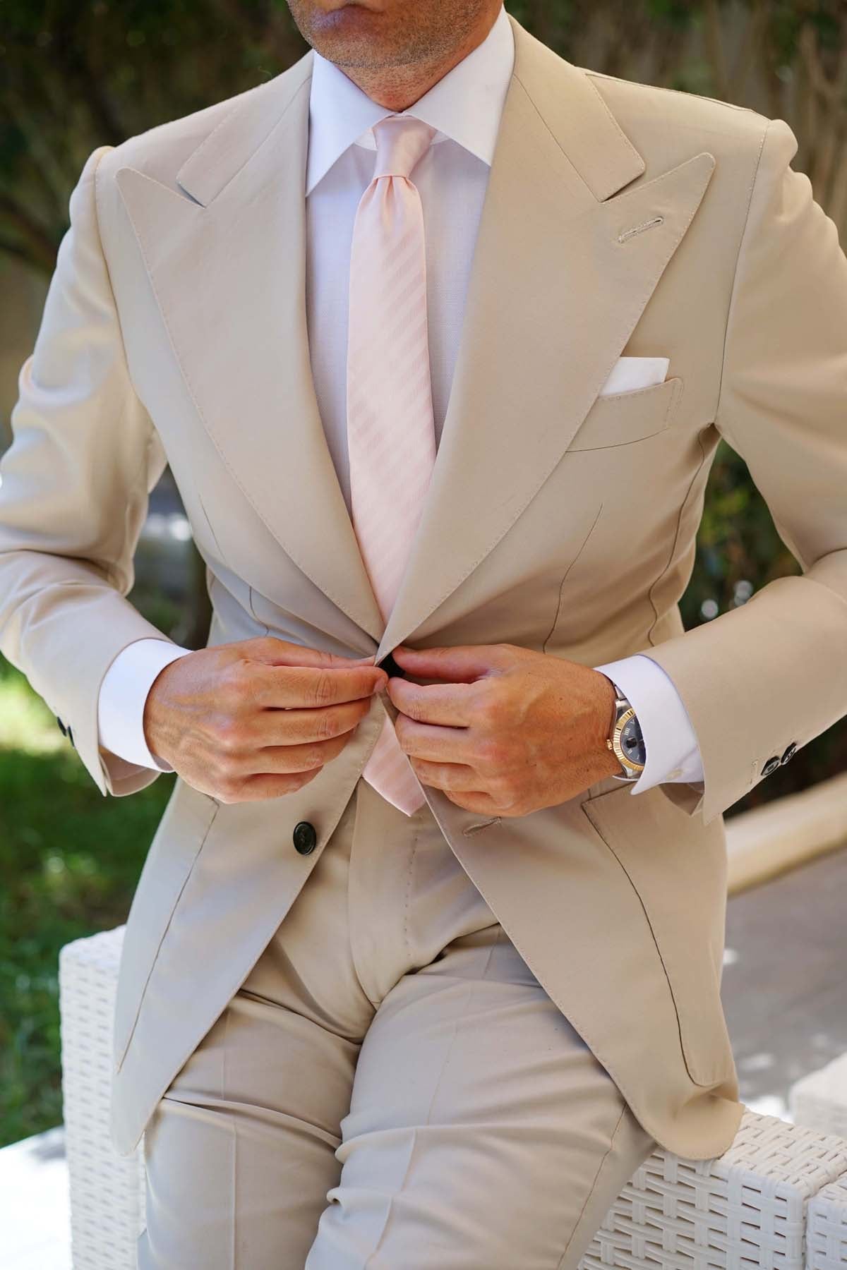 Flamenco Blush Pink Striped Skinny Tie