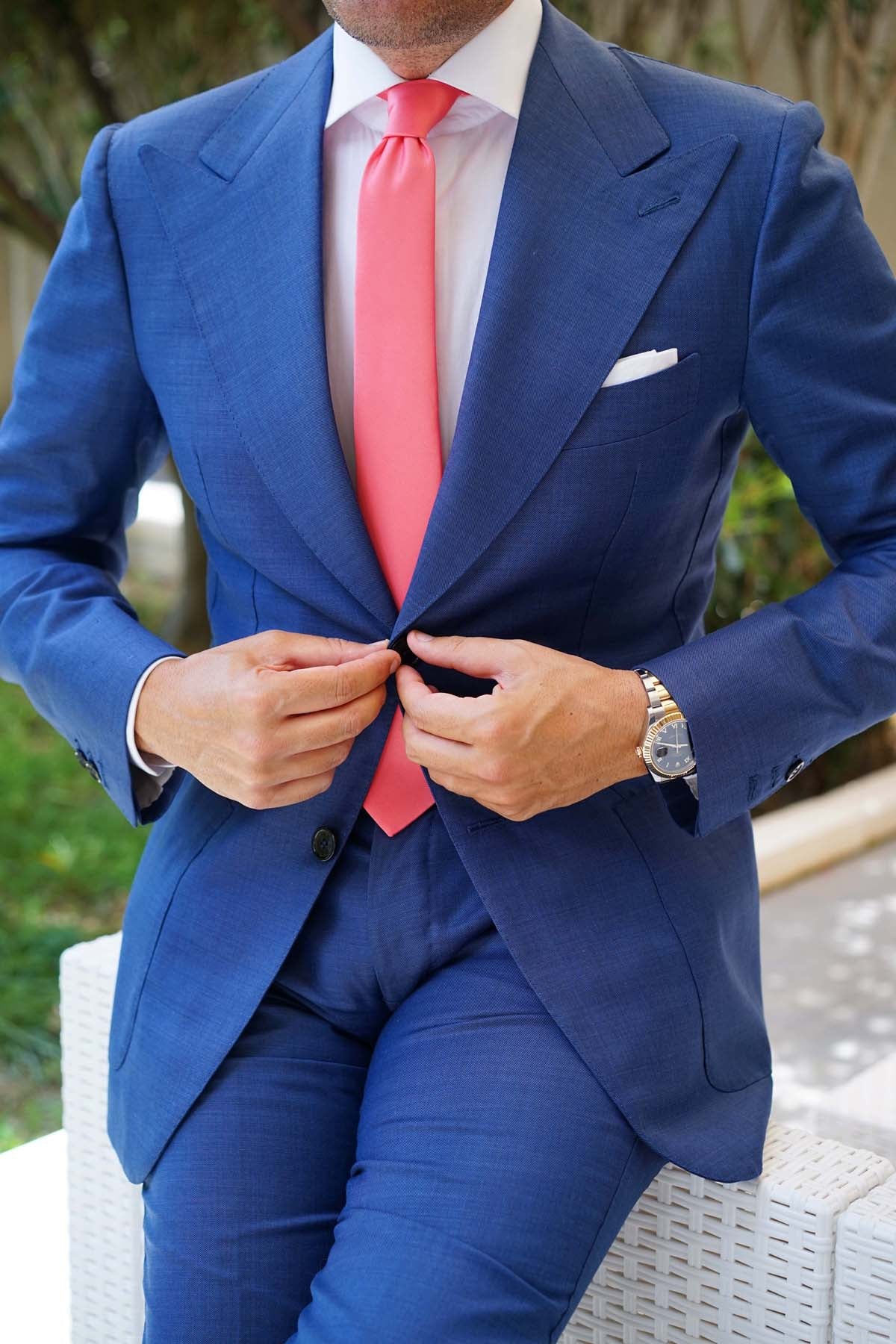 Coral Reef Satin Skinny Tie