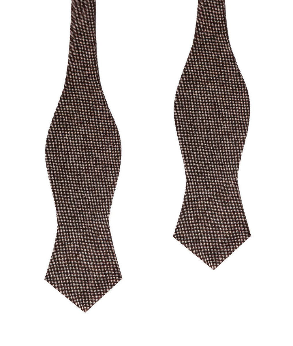 Brown Gingerbread Linen Diamond Self Bow Tie