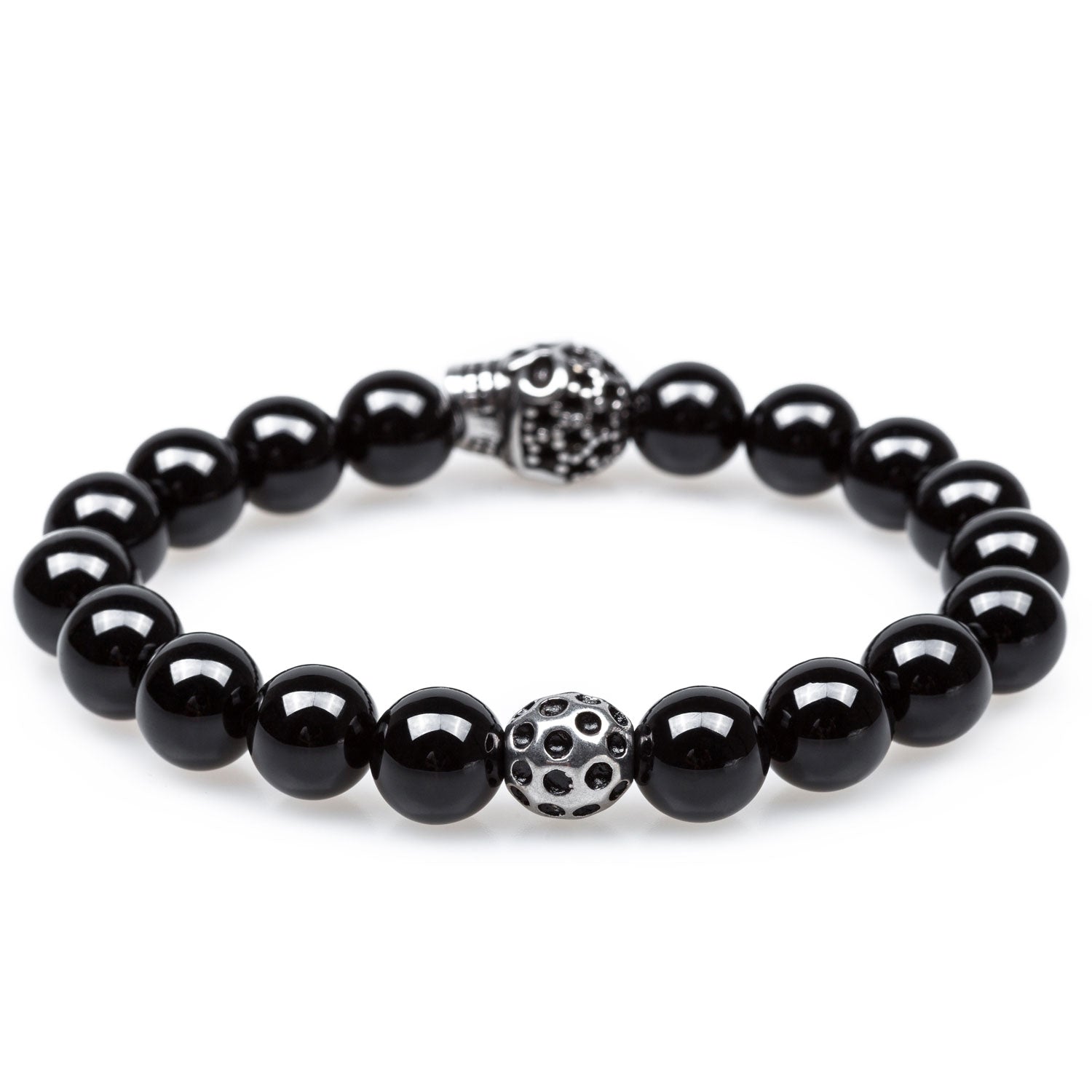 Calavera Onyx Silver Skull Bracelet