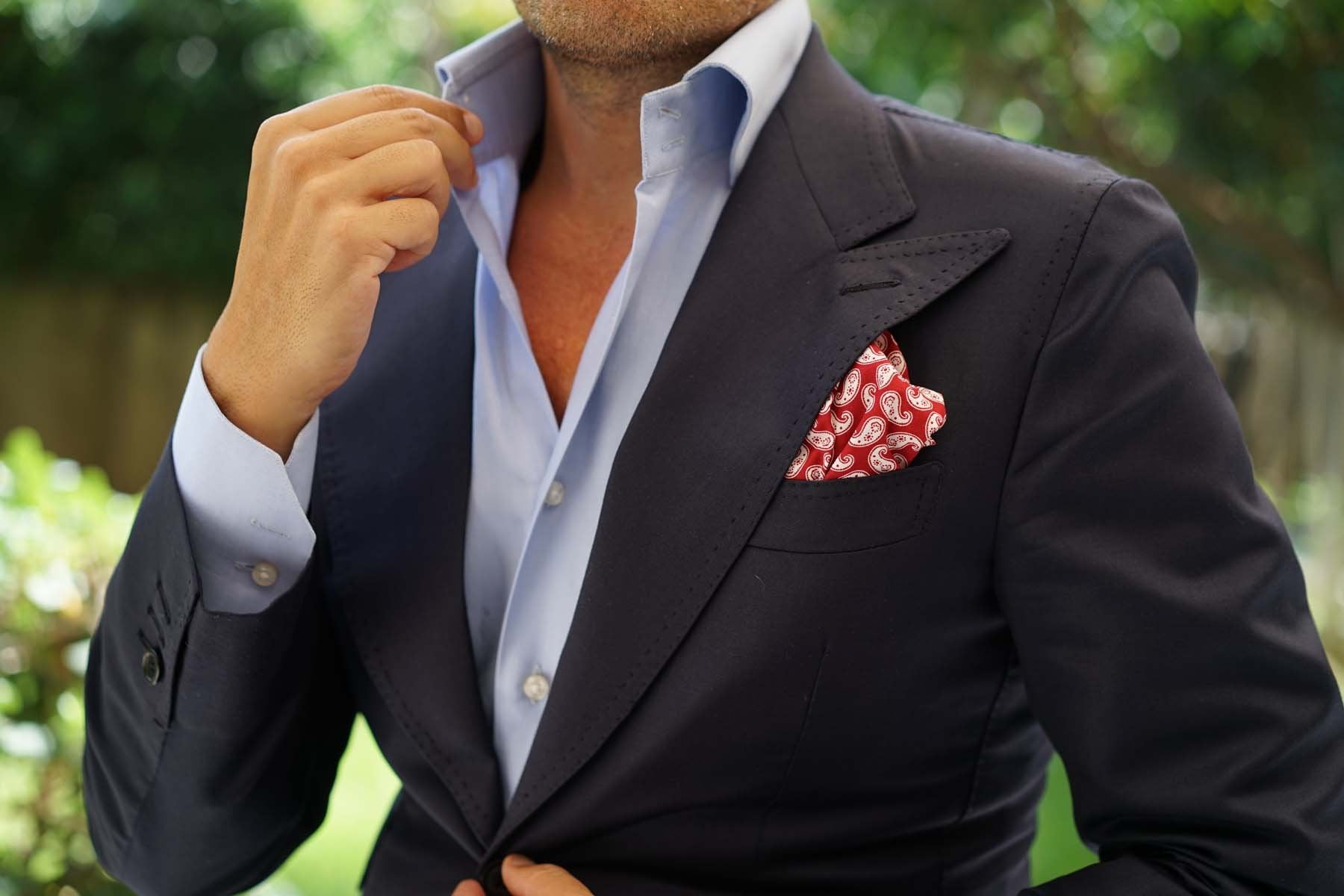 Danielre Red Paisley Pocket Square