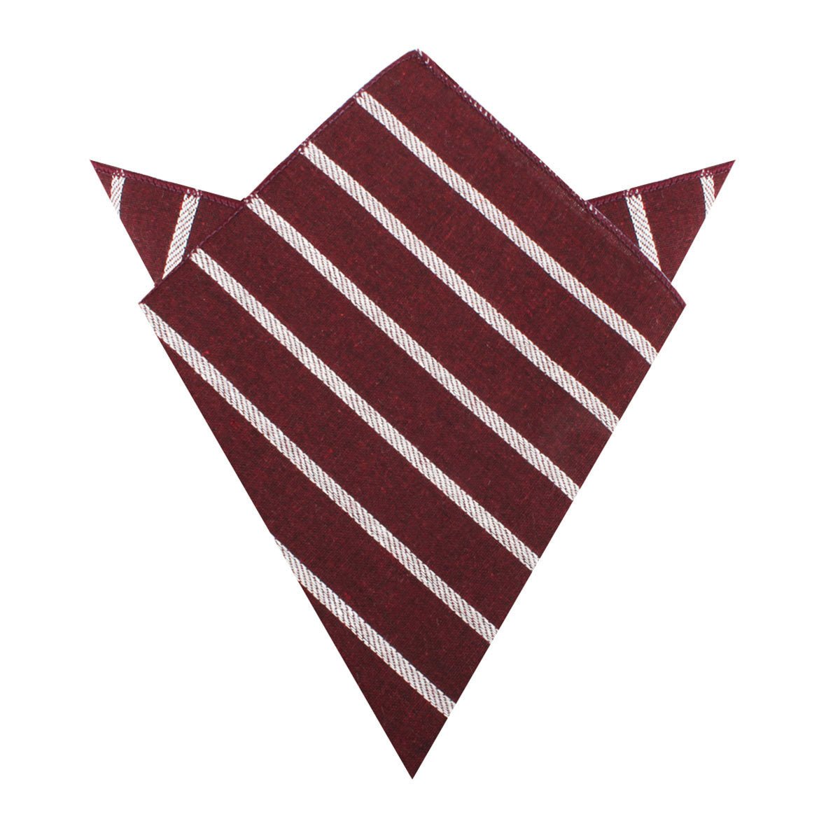 Columbus Burnt Burgundy Stripe Linen Pocket Square