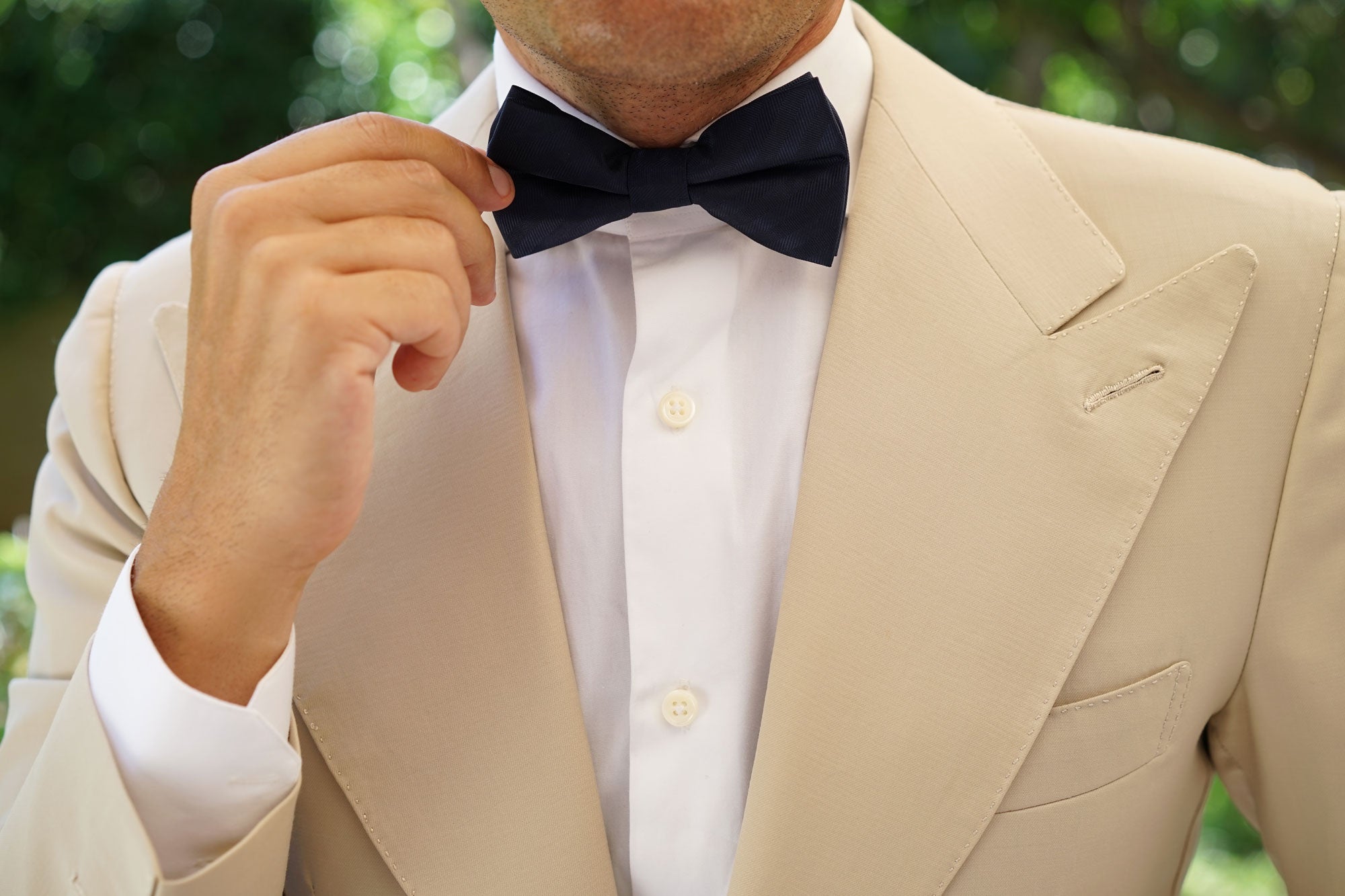 Venice Navy Blue Striped Bow Tie