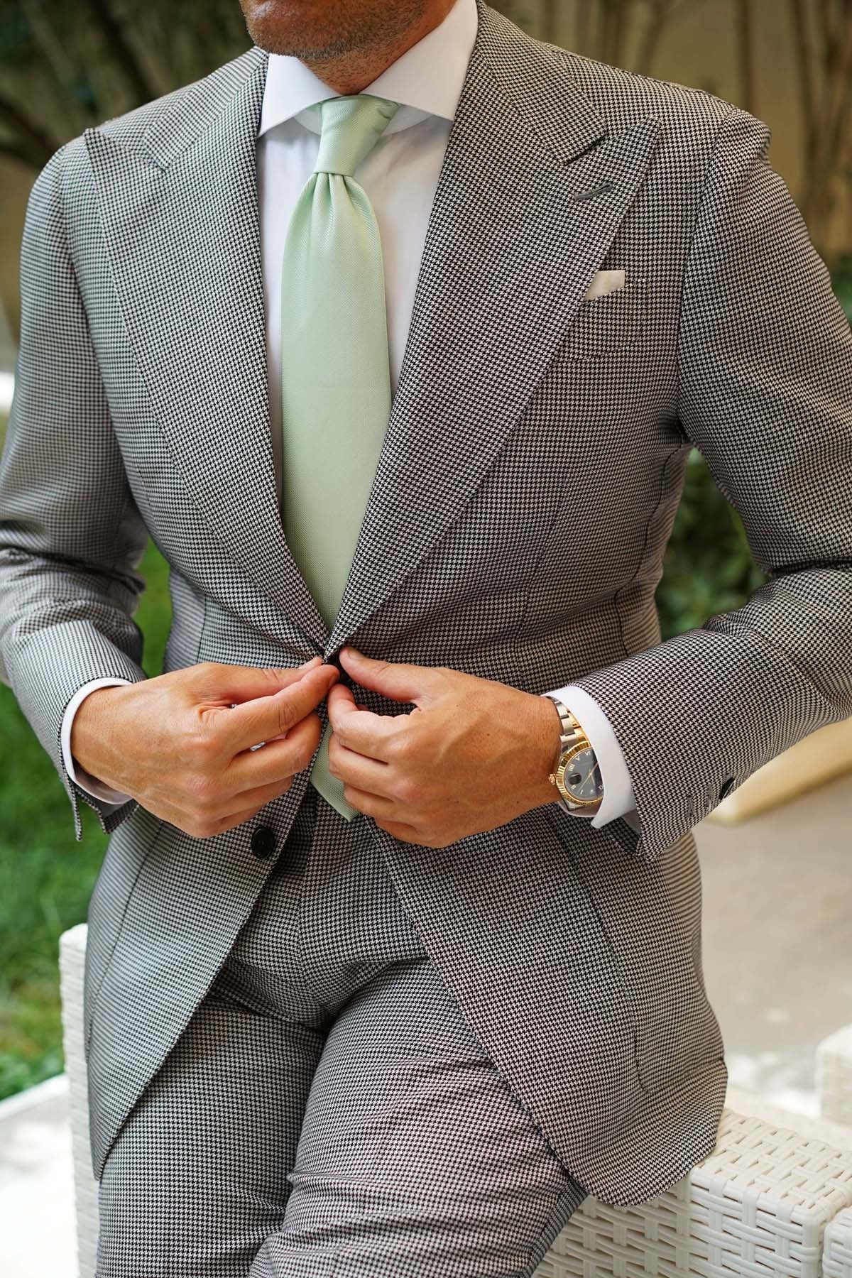 Light Sage Green Weave Necktie