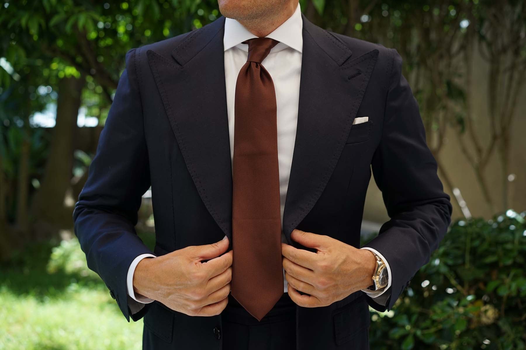 Dark Brown Basket Weave Necktie