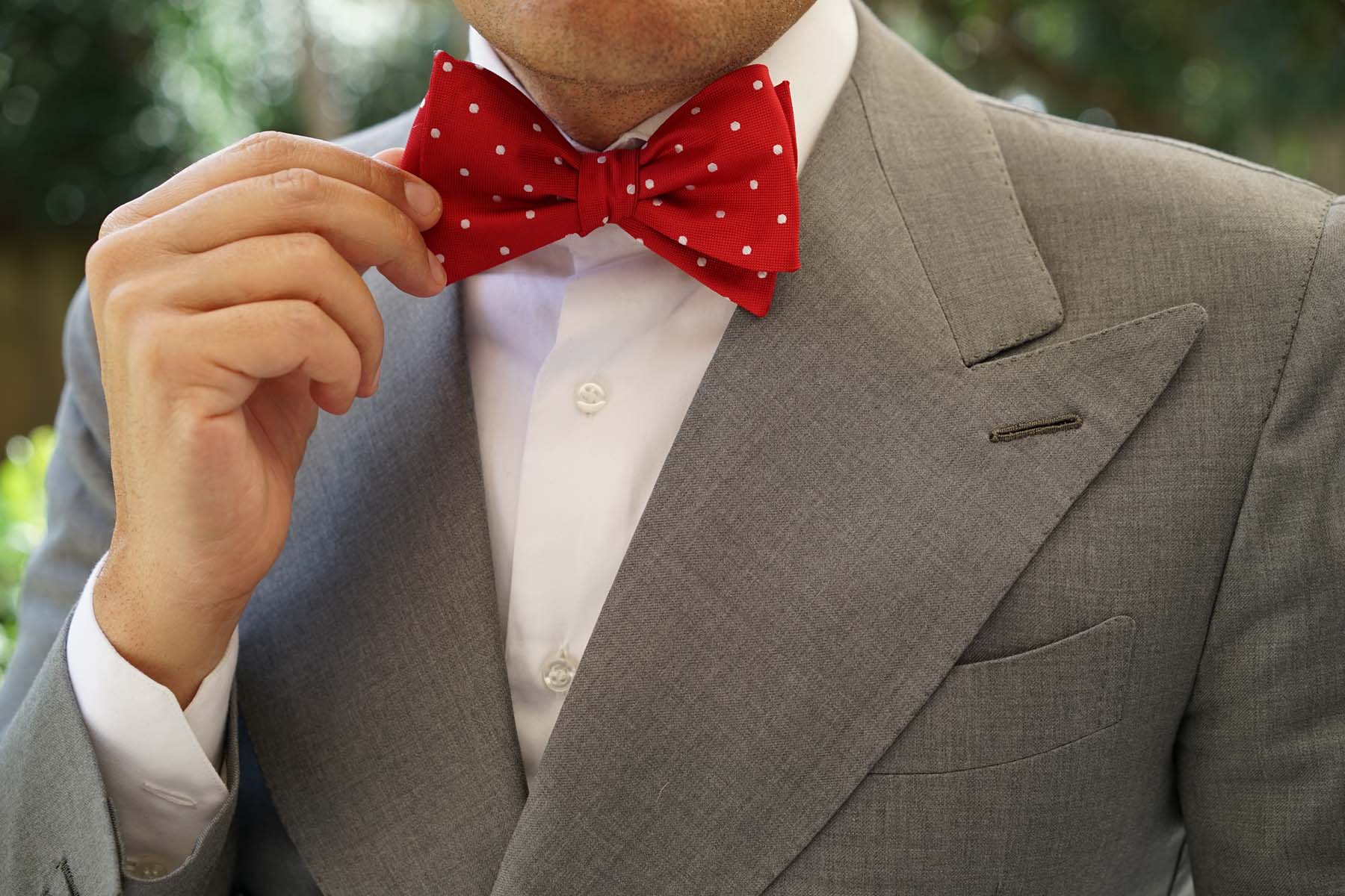 Red with White Polka Dots Self Tie Bow Tie