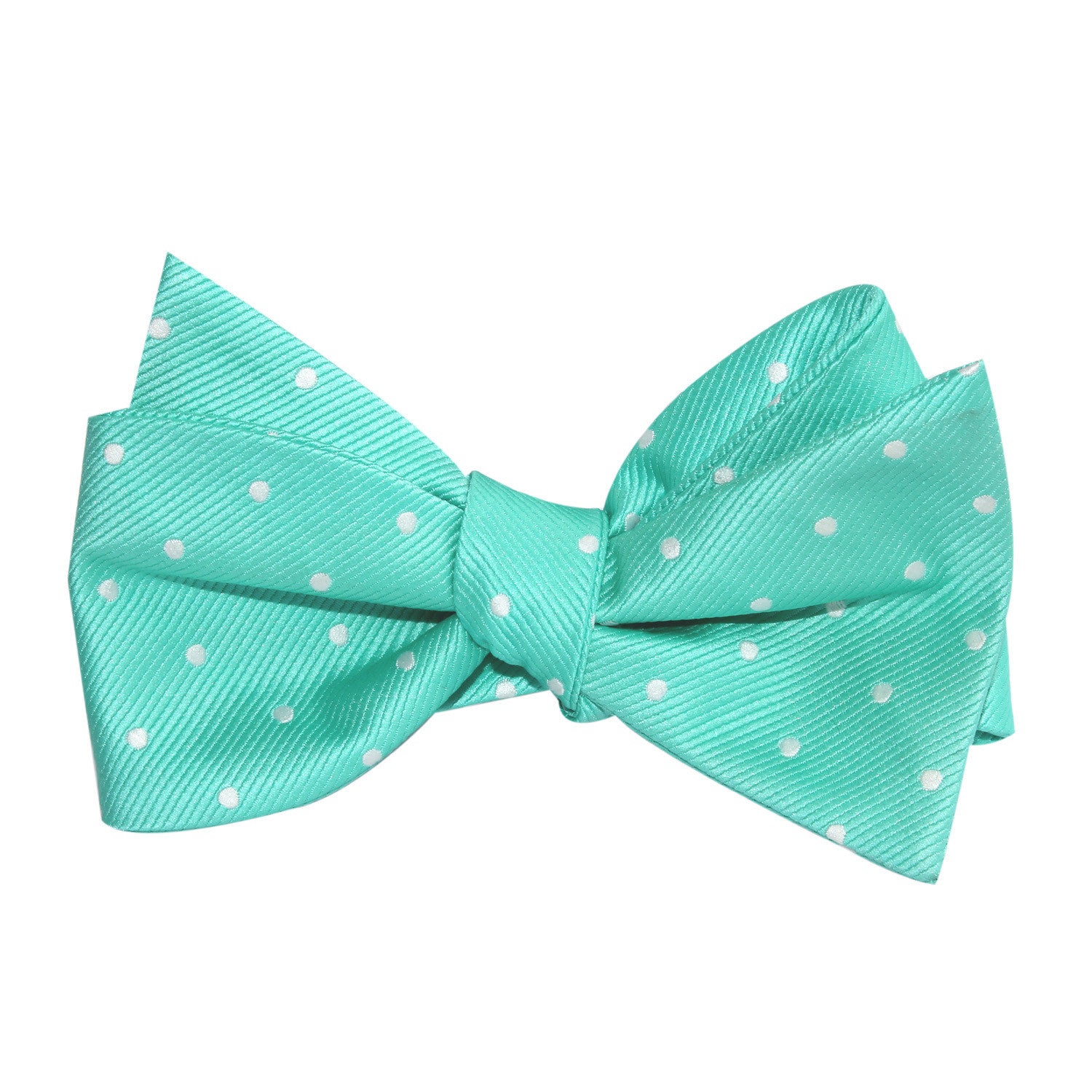 Seafoam Green with White Polka Dots Self Tie Bow Tie