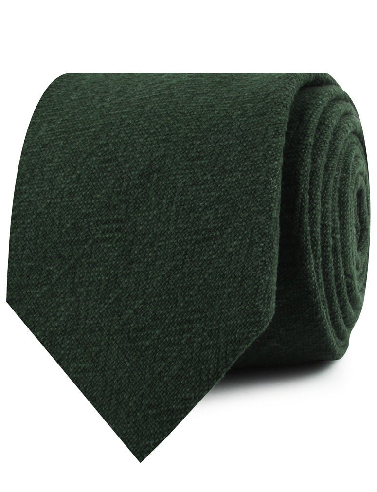 Forest Green Crocodile Linen Necktie