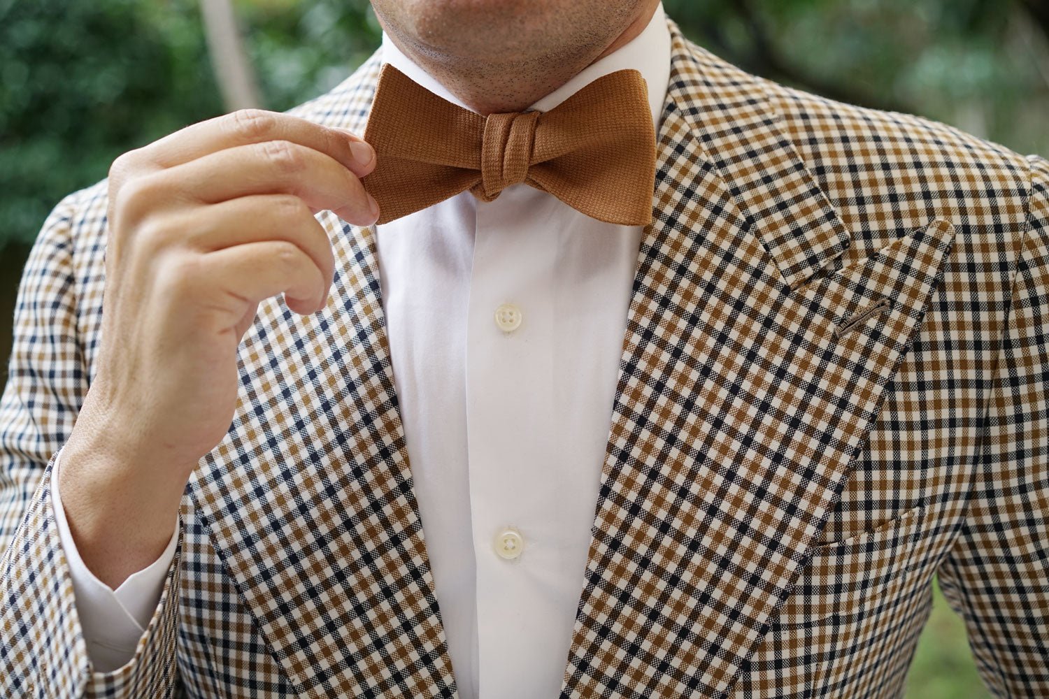 Dark Mustard Twill Linen Self Bow Tie