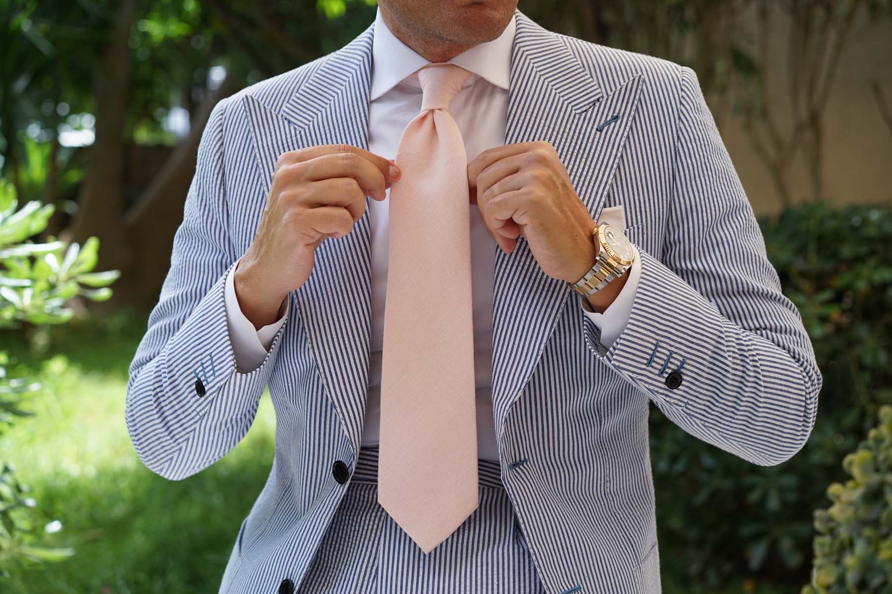 Blush Petal Pink Linen Necktie