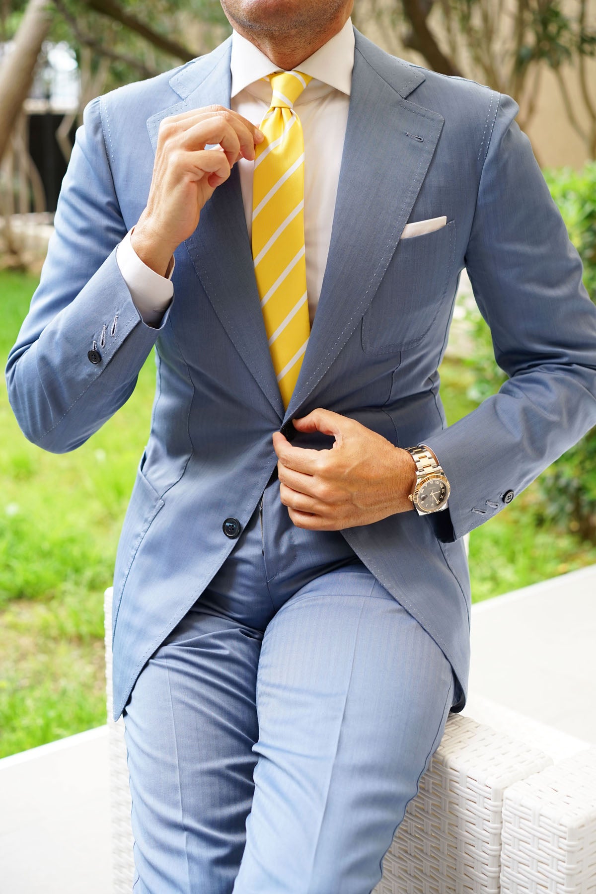 Yellow Striped Skinny Tie