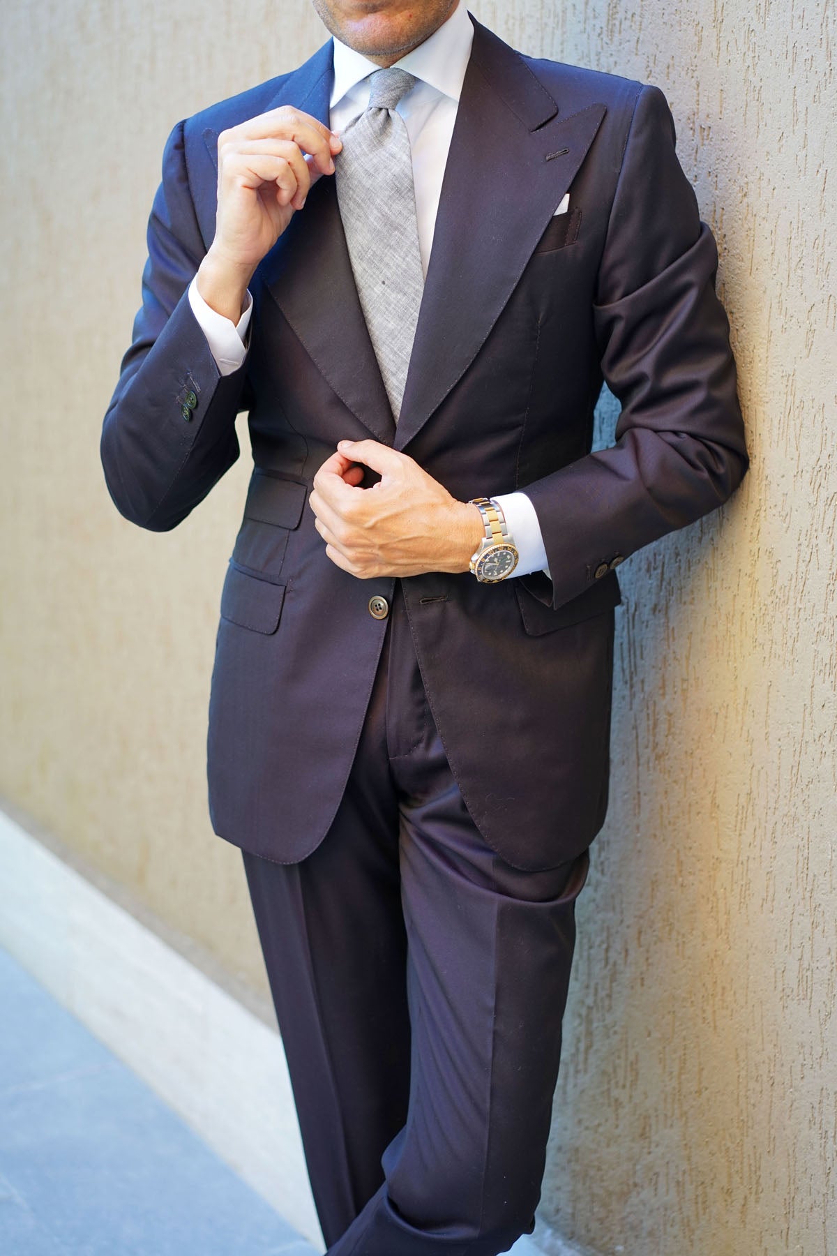 Grey Linen Chambray Necktie