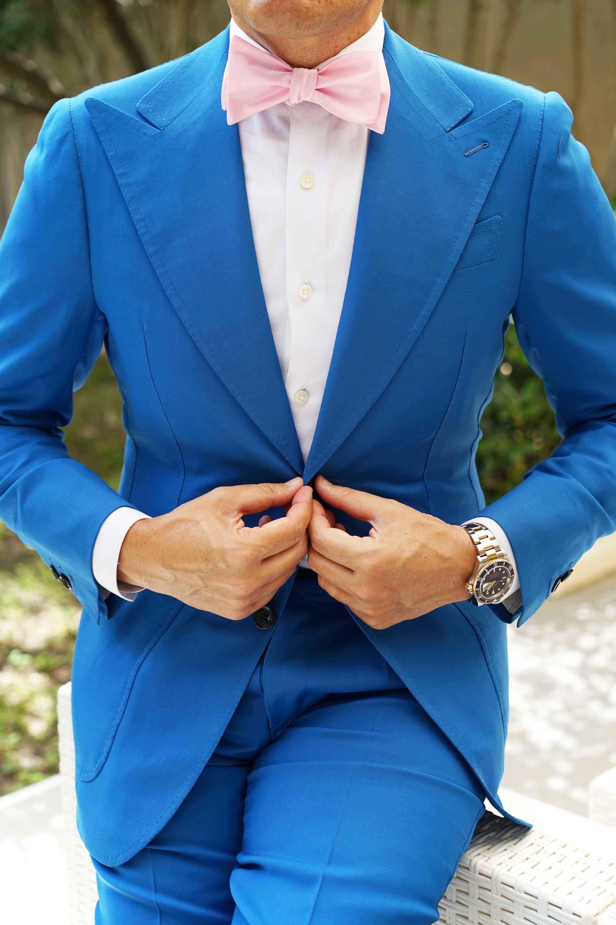 Tickled Pink Satin Self Bow Tie