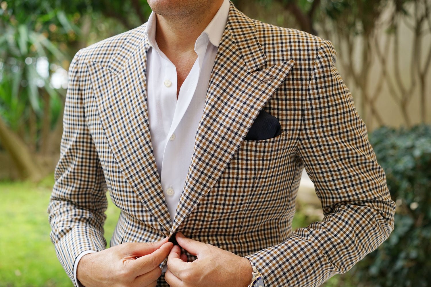 Navy Blue Oxford Stitch Pocket Square