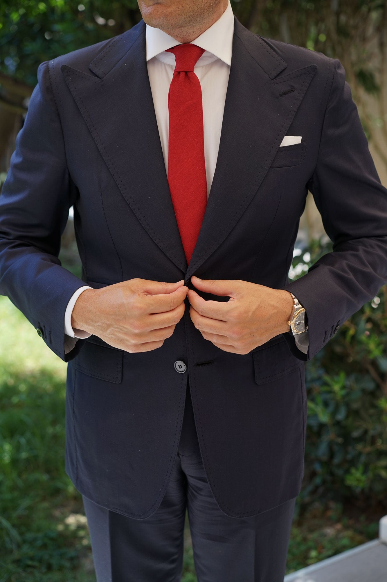 Apple Maroon Linen Skinny Tie