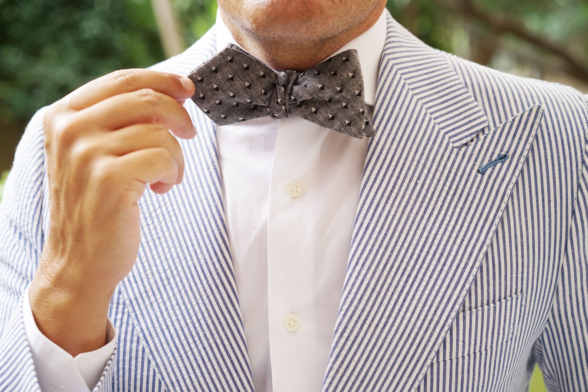 Inception Black Linen Diamond Self Bow Tie