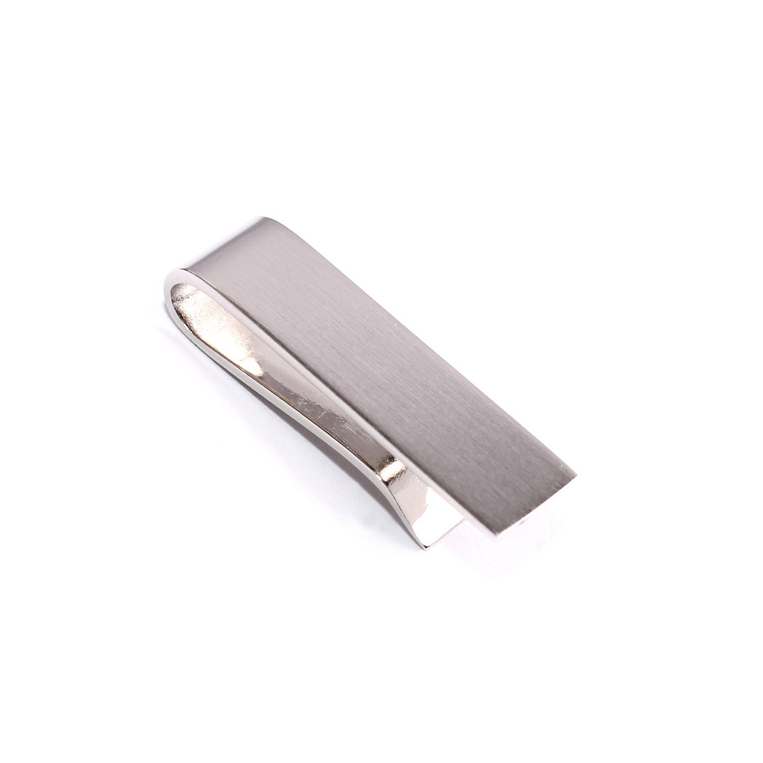 Mini Brushed Silver Square Clasp Skinny Tie Bar