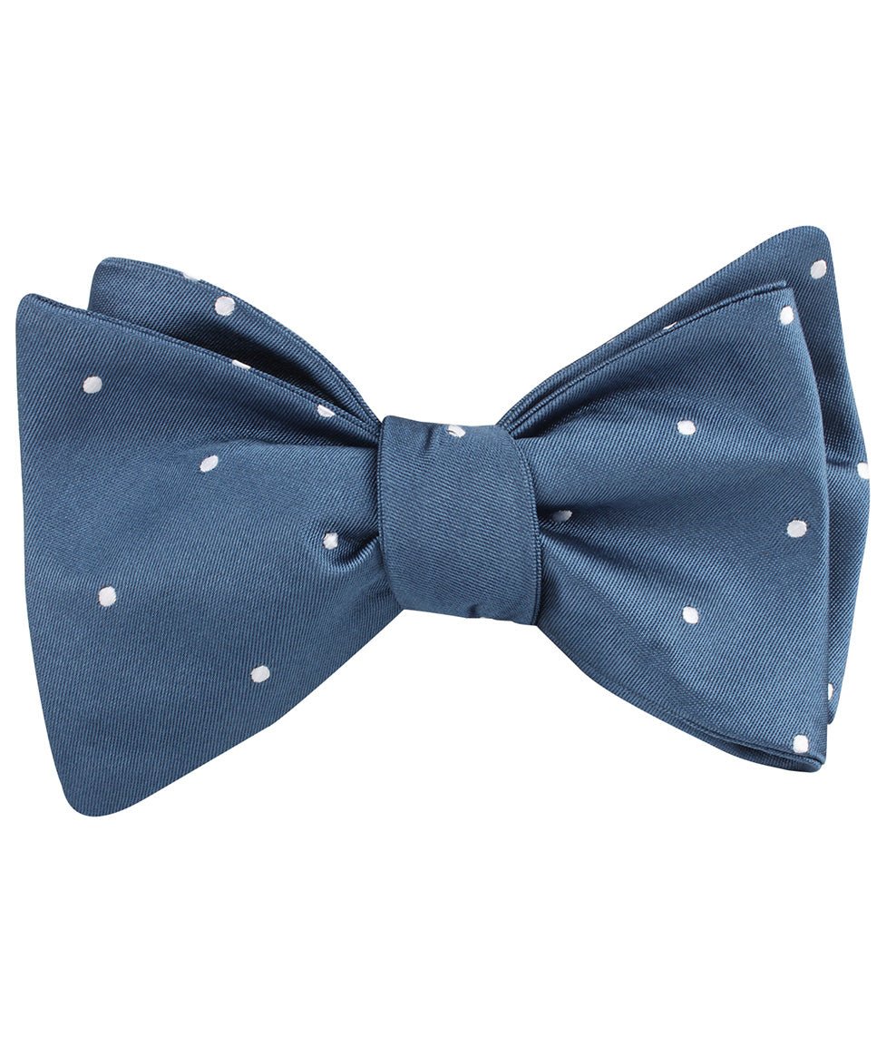 Prussian Polka Dots Self Bow Tie