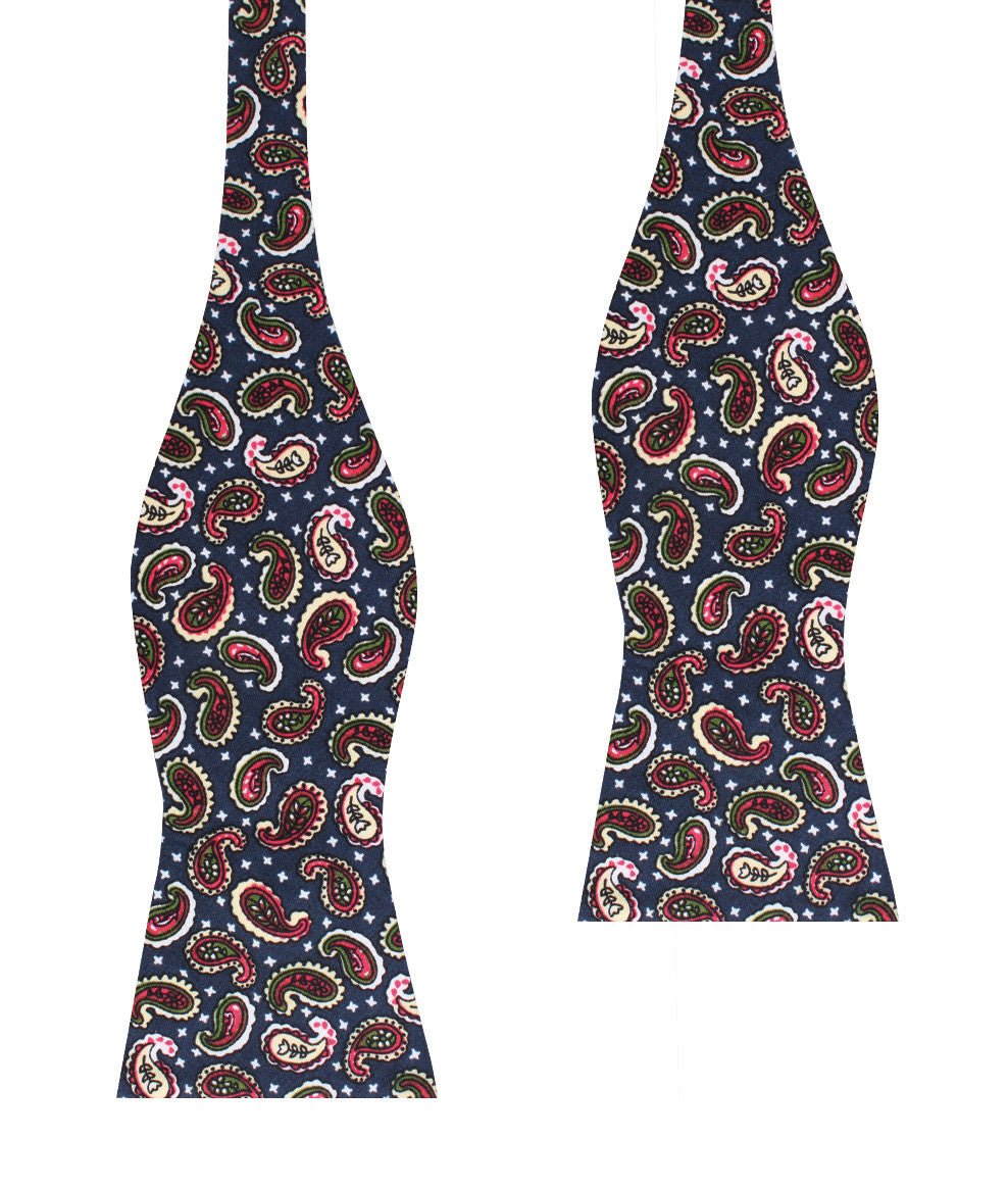 Prague Paisley Blue Floral Self Bow Tie