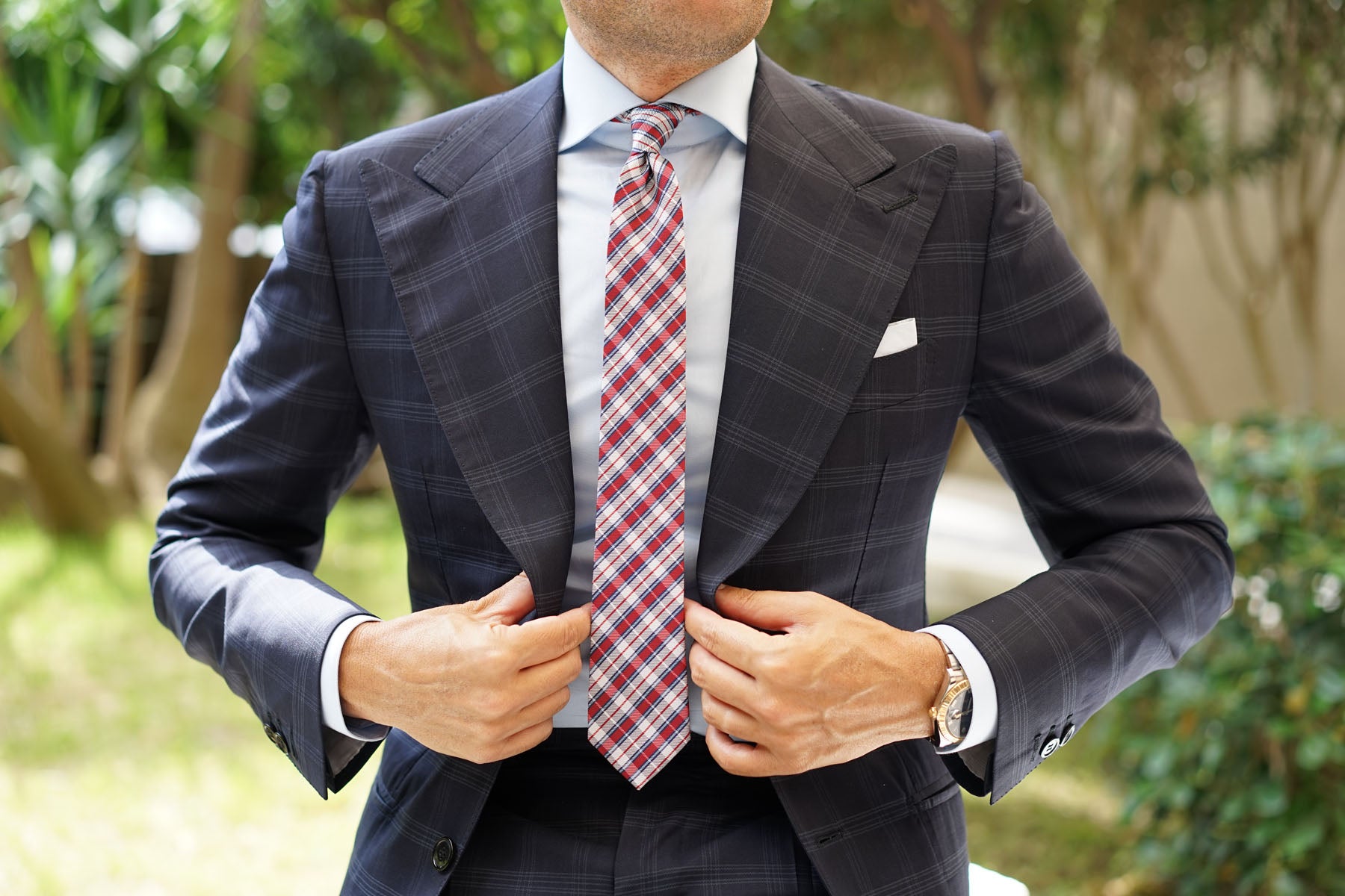 Tango Maroon with Blue Stripes Skinny Tie