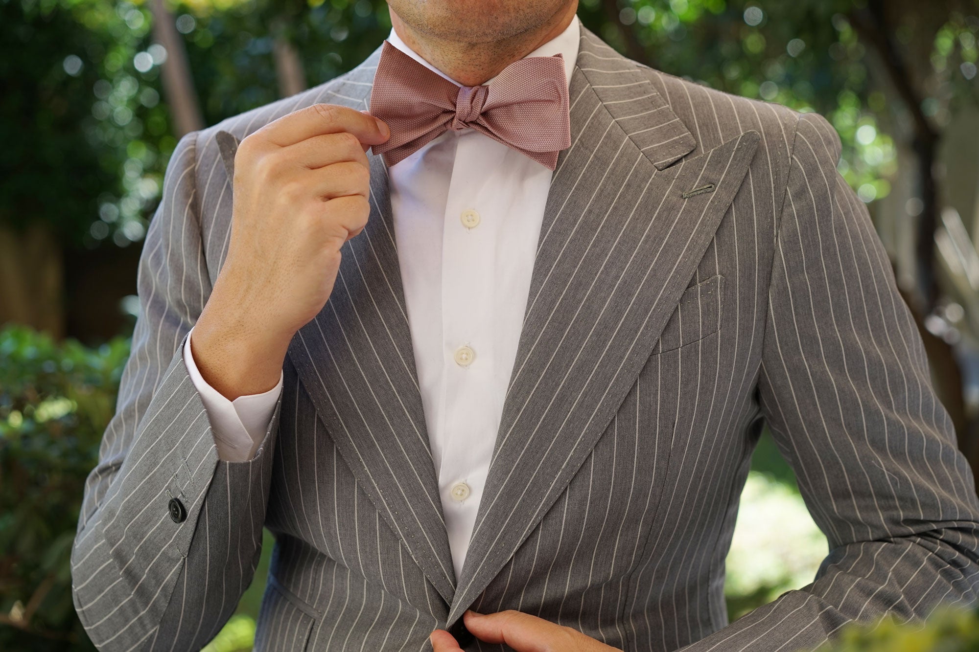 Dusty Mauve Quartz Weave Self Bow Tie