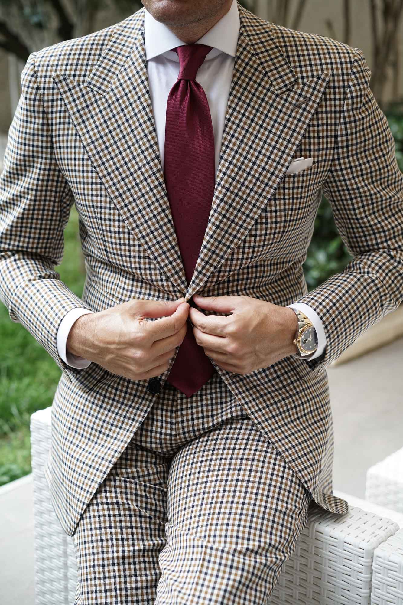 Burgundy Basket Weave Necktie