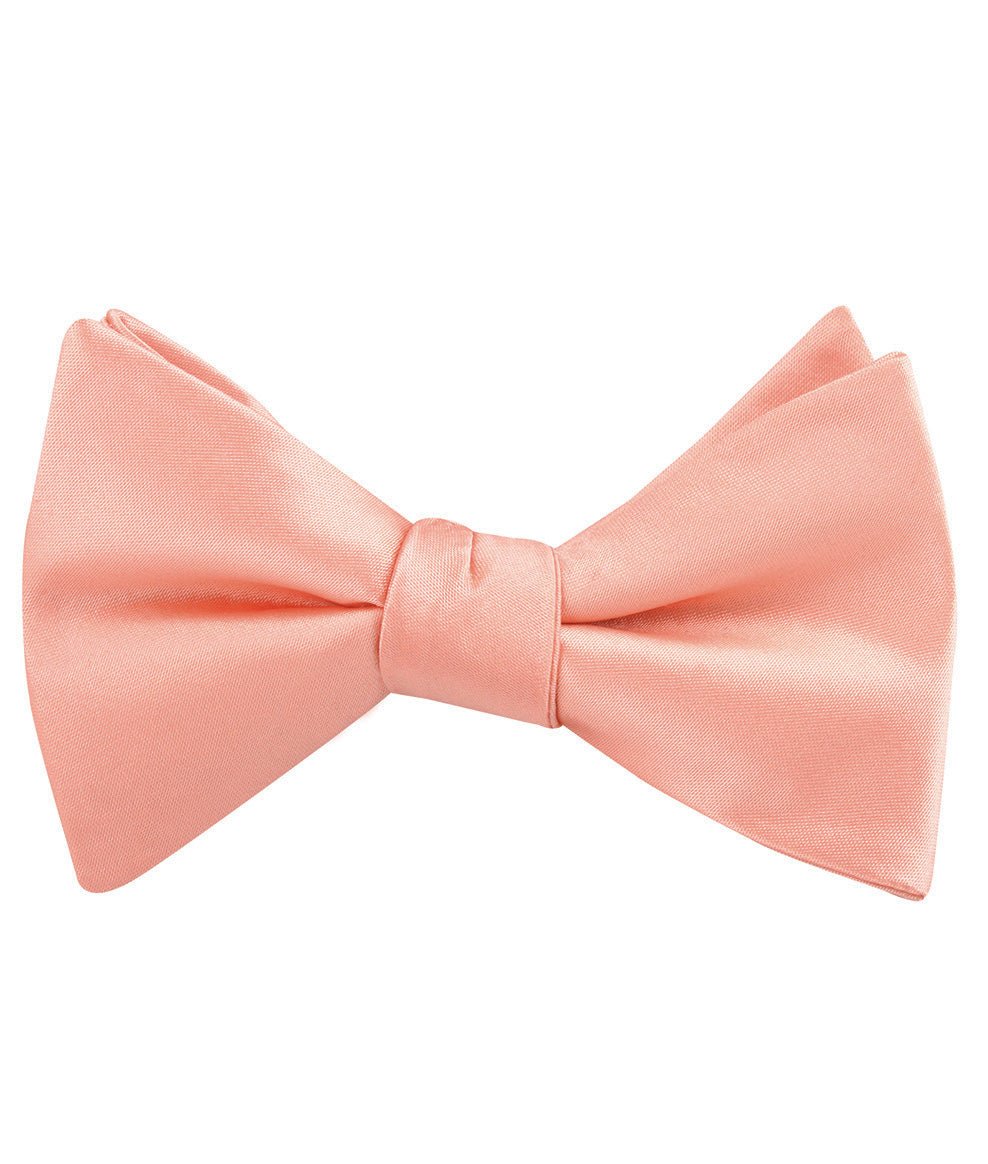 Salmon Frosty Pink Satin Self Bow Tie