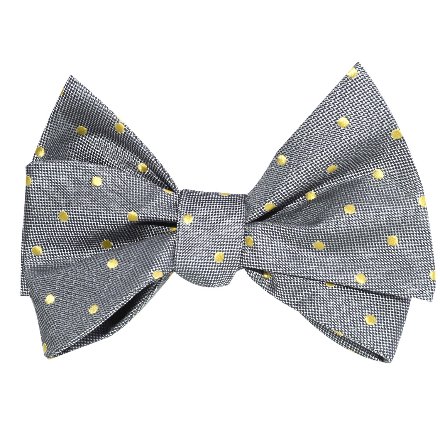 Grey with Yellow Polka Dots Self Tie Bow Tie