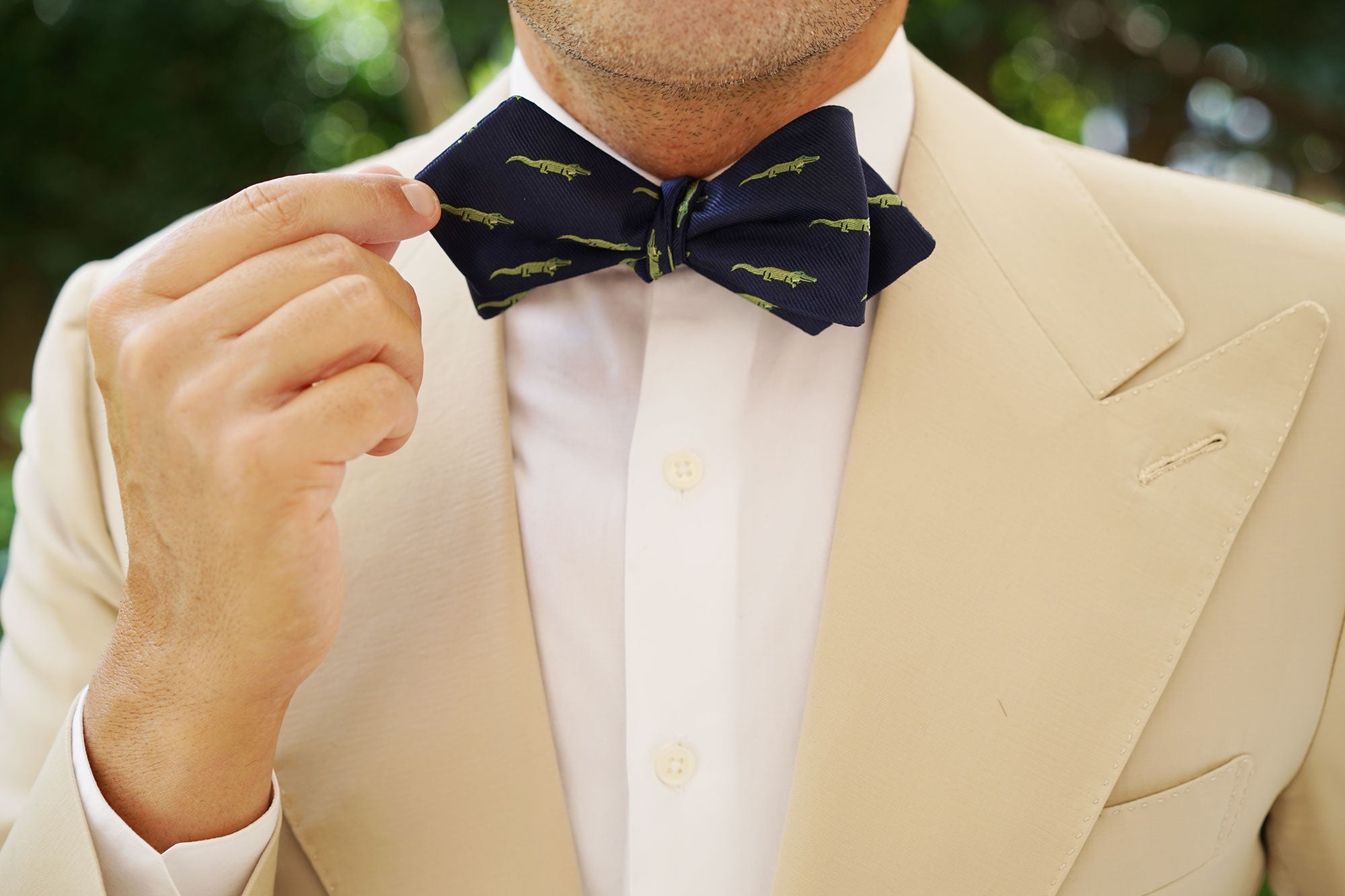 Saltwater Crocodile Diamond Self Bow Tie