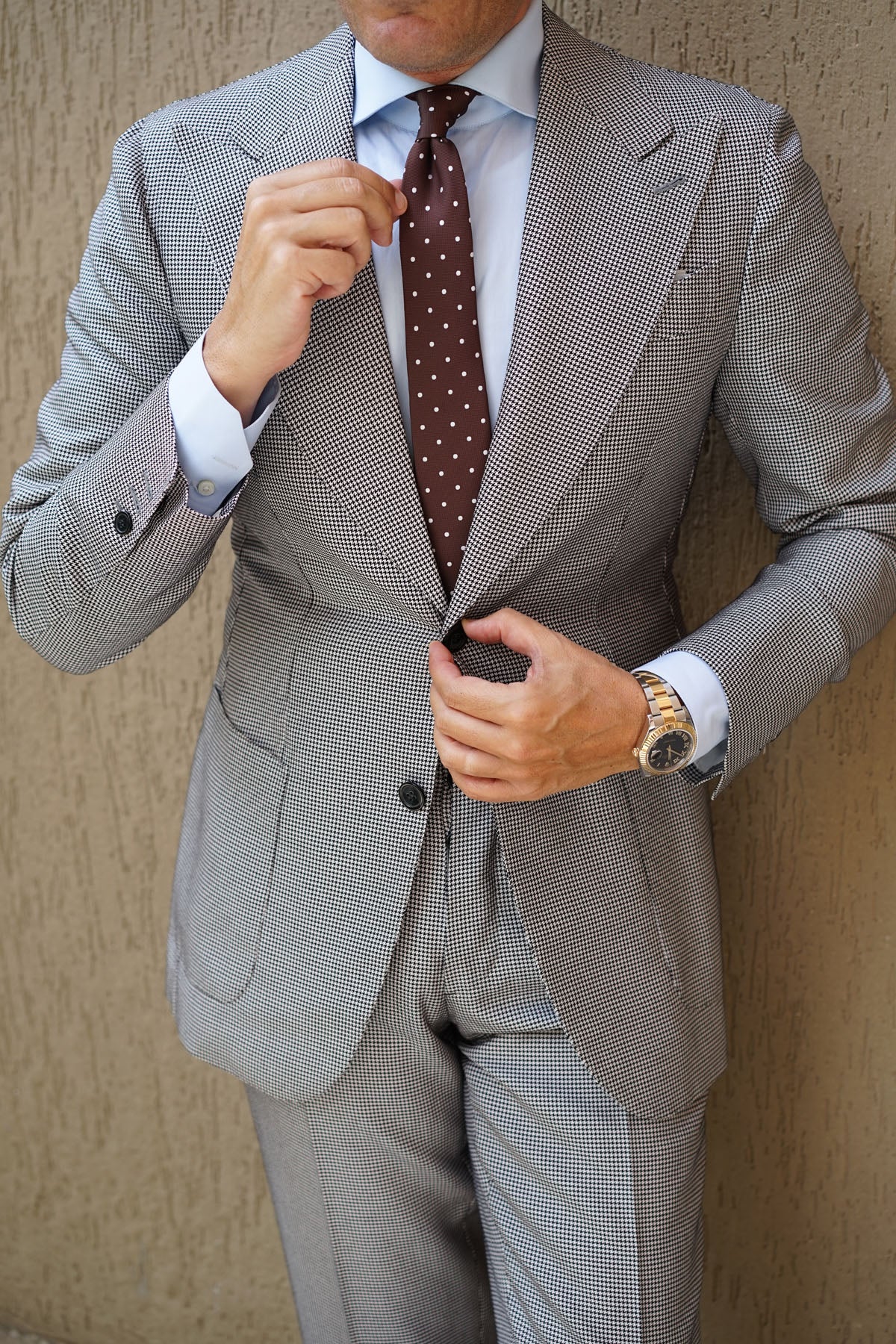 Brown with White Polka Dots Skinny Tie