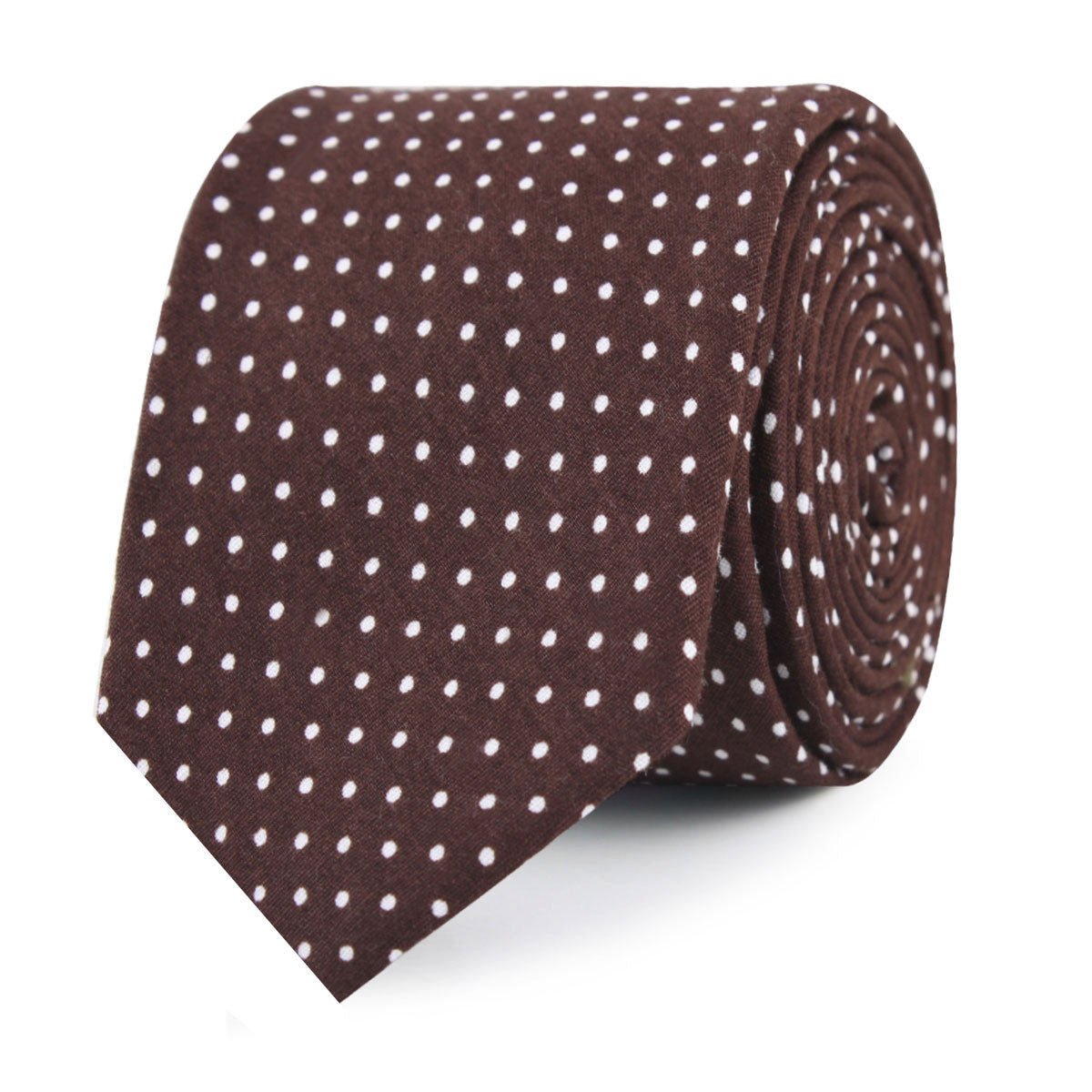 Lungo Brown Polkadot Cotton Skinny Tie