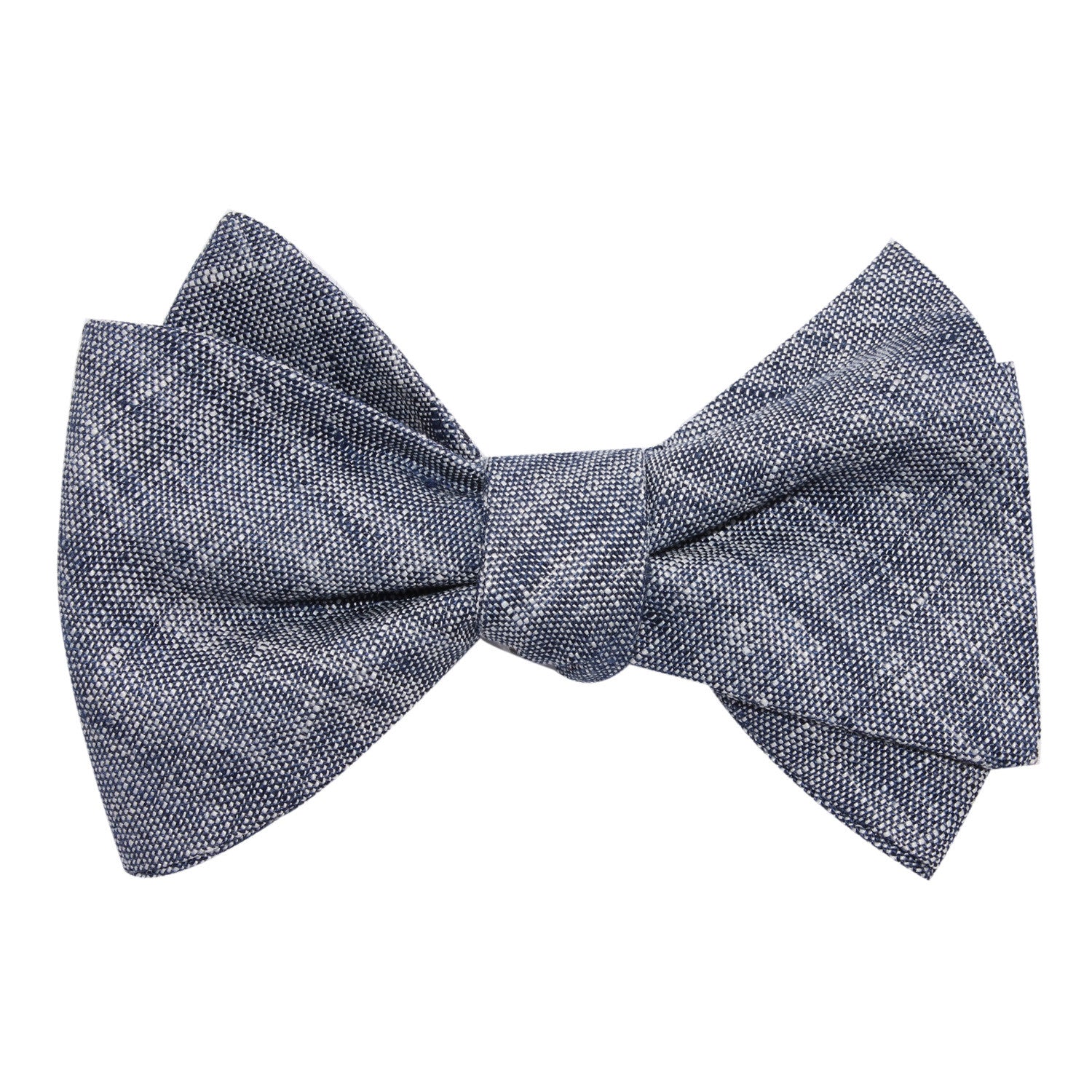 Navy Blue Linen Chambray Self Tie Bow Tie