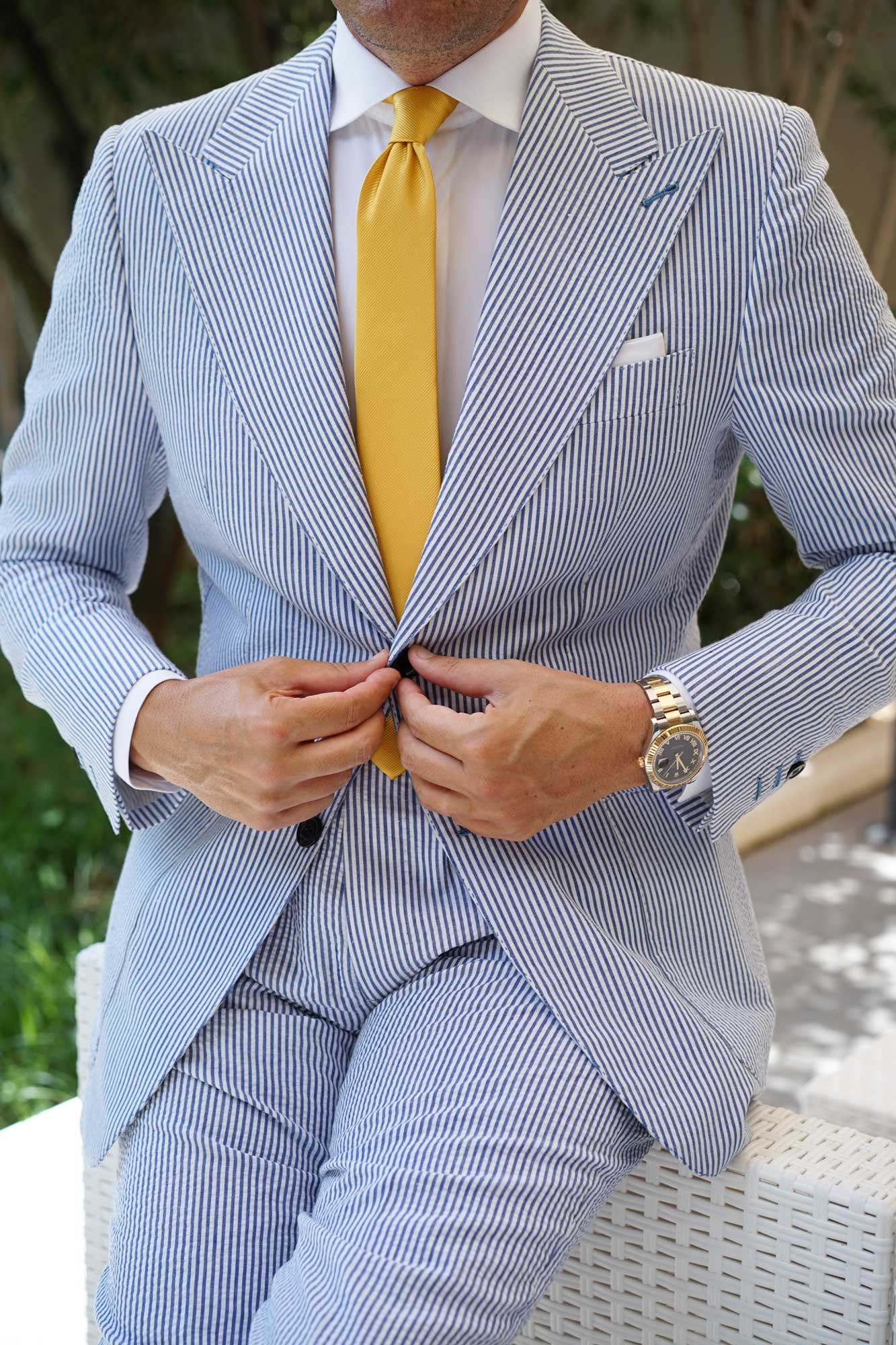 Honey Gold Yellow Twill Skinny Tie