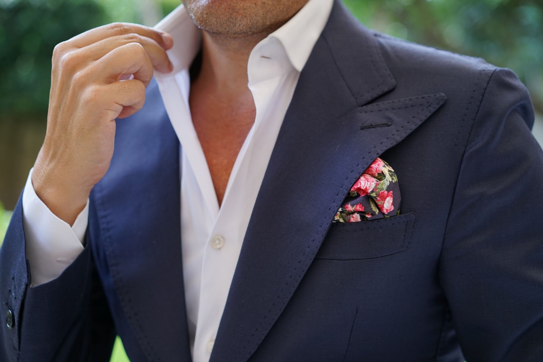 Santorini Pink Roses Pocket Square