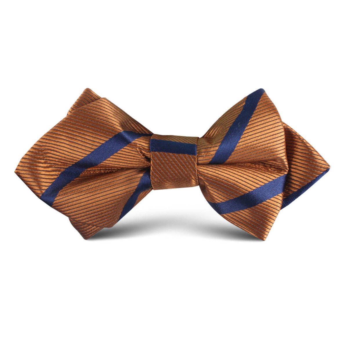 Golden Brown Pencil Stripe Kids Diamond Bow Tie