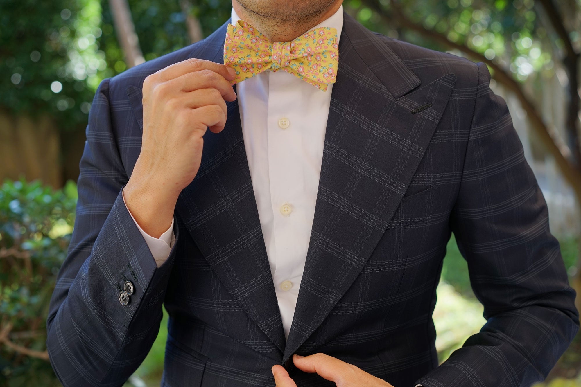 Phi Phi Yellow Floral Self Bow Tie