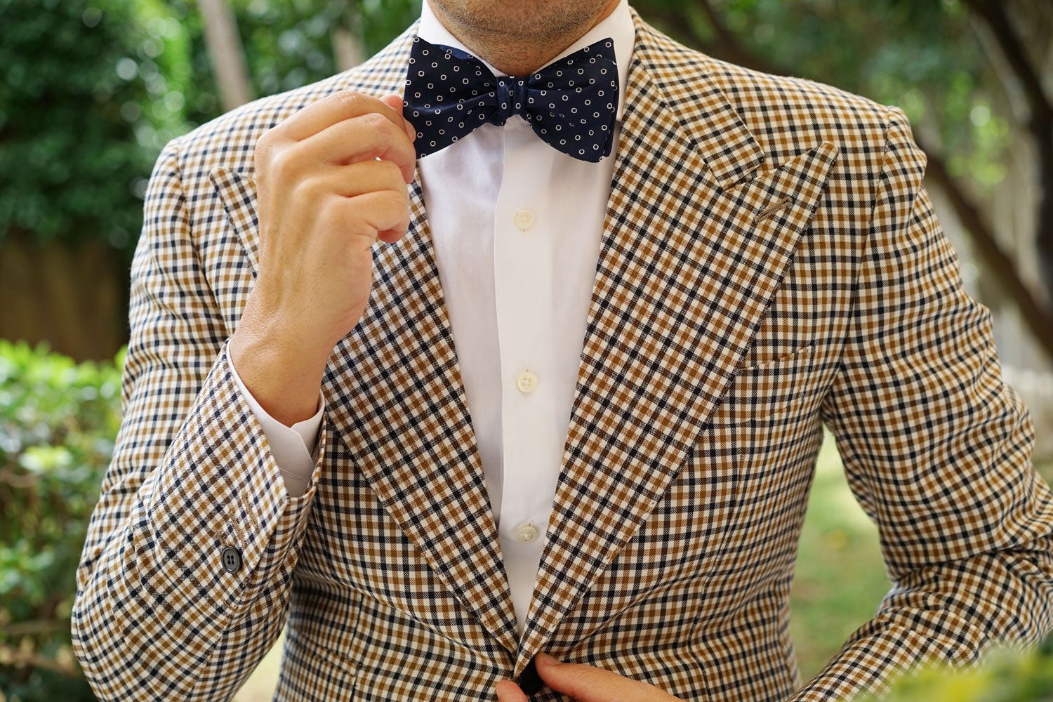 St Barts Navy Polka Dot Self Bow Tie