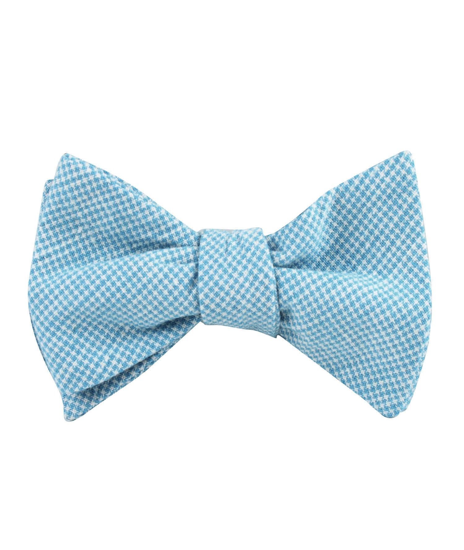 Blue Joy Houndstooth Linen Self Bow Tie