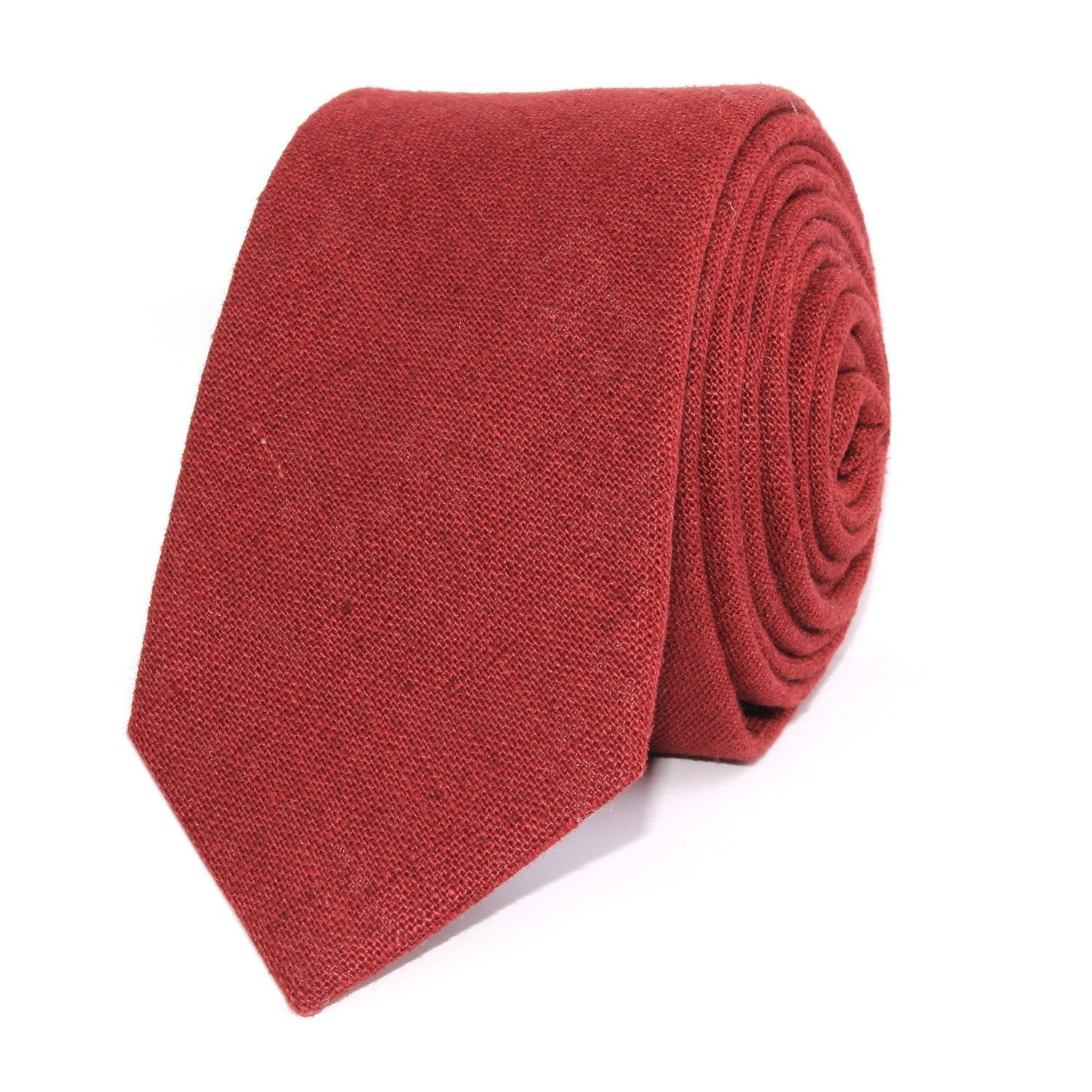 Maroon Slub Linen Skinny Tie